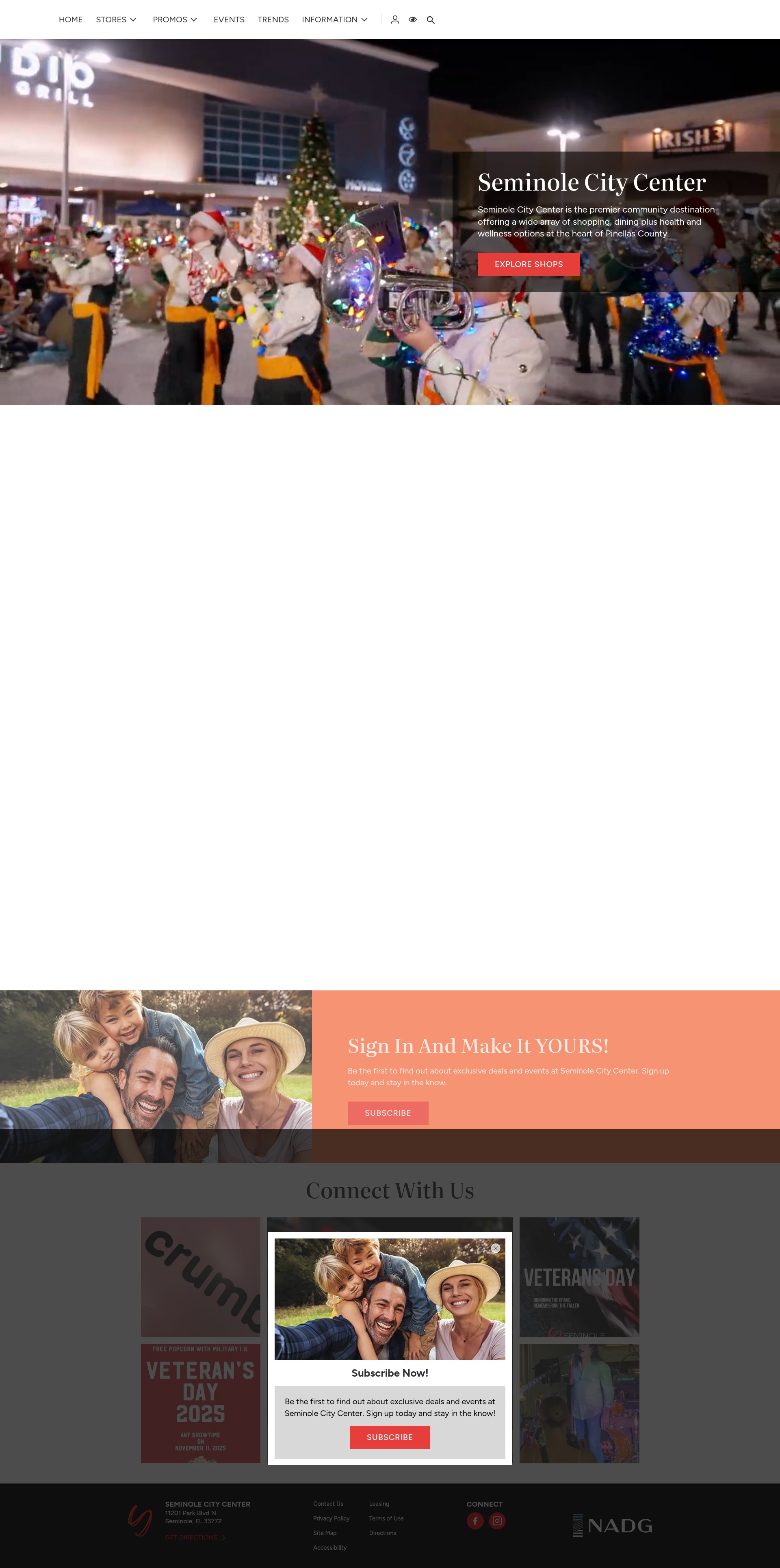 Screenshot of www.seminolecitycenter.com