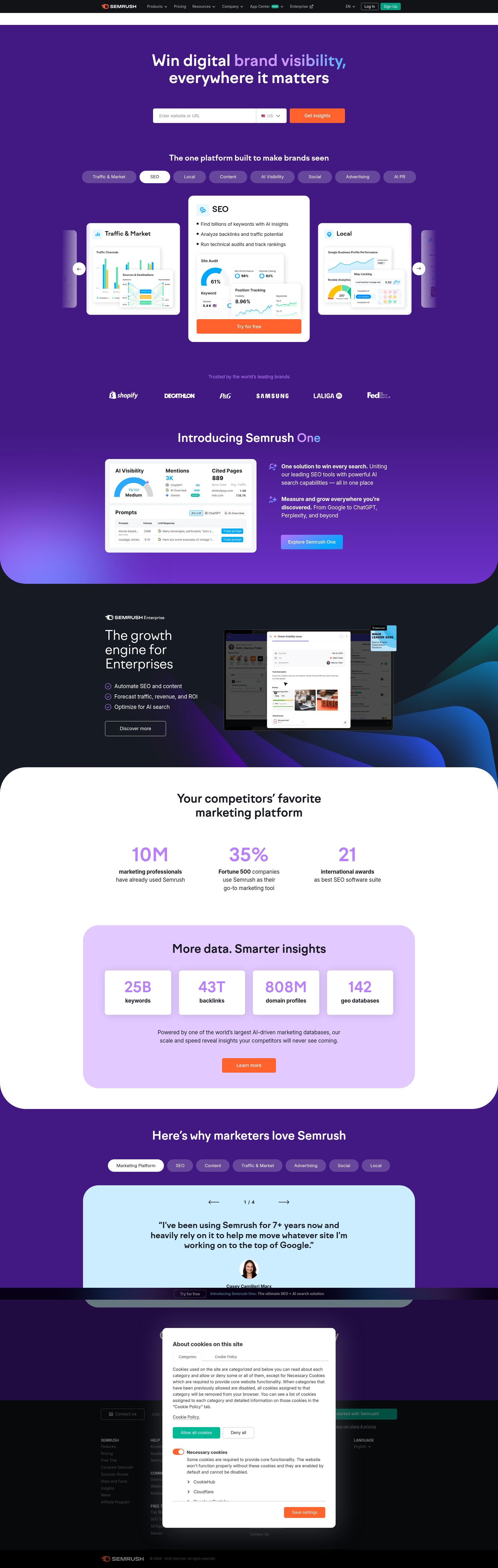 Screenshot of www.semrush.com