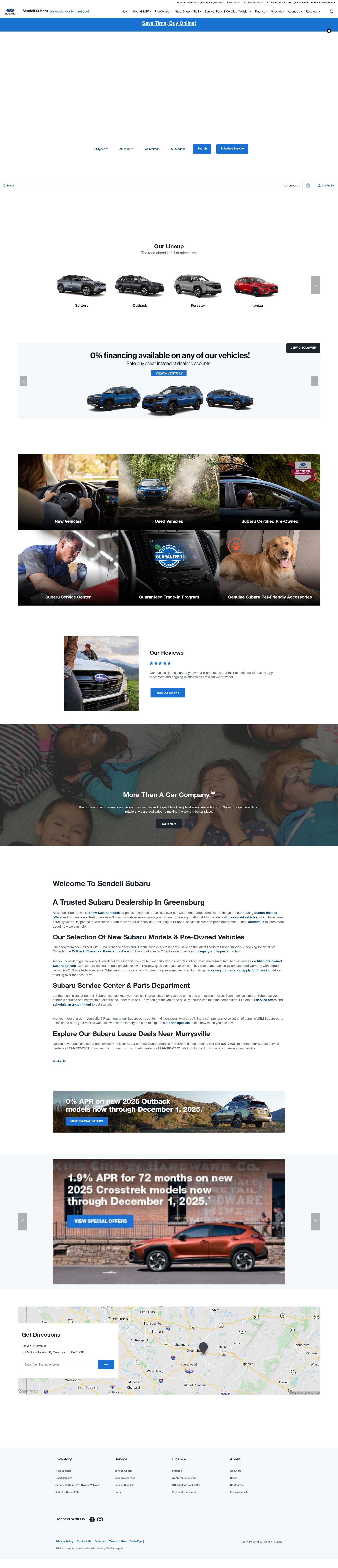 Screenshot of www.sendellsubaru.com