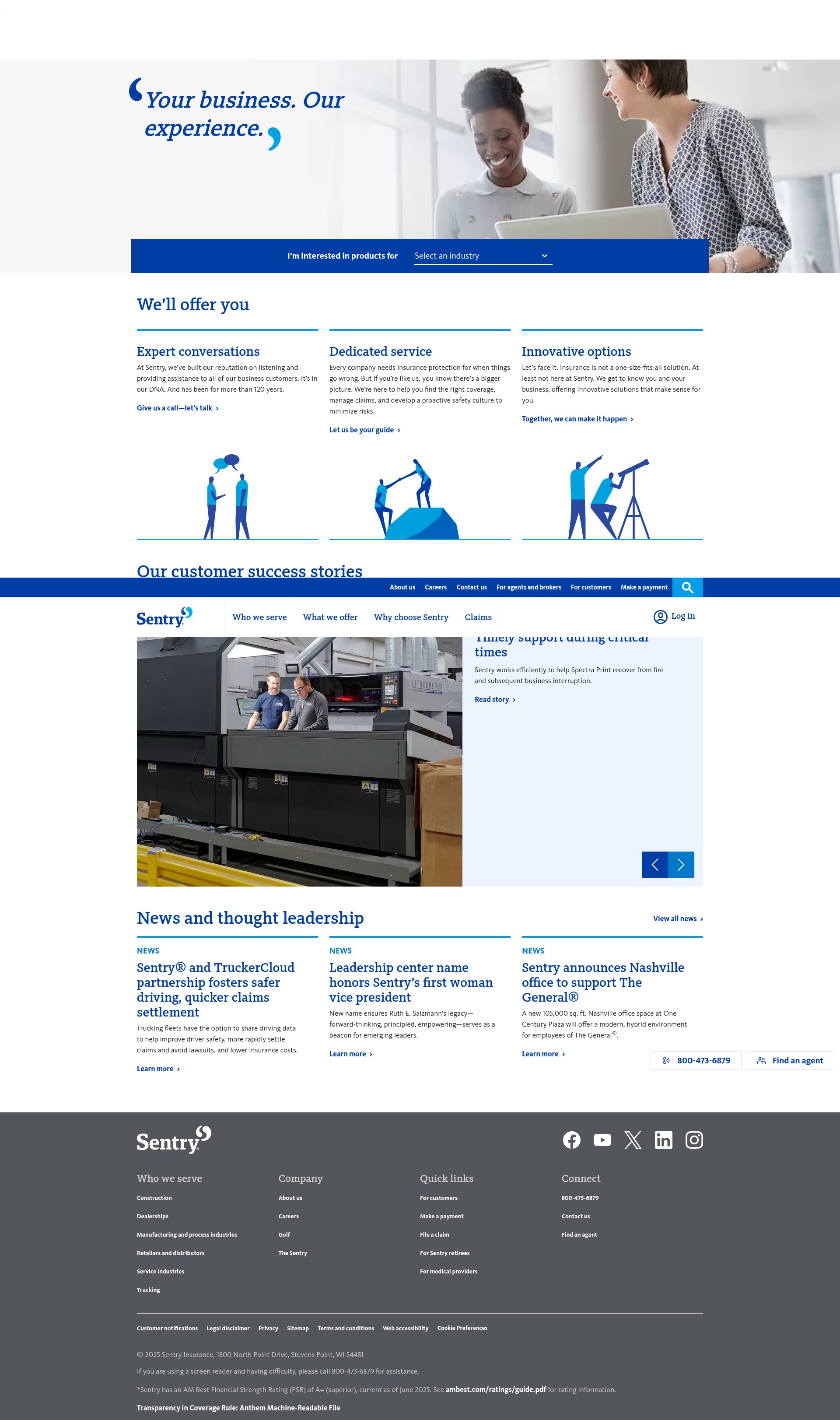 Screenshot of www.sentry.com