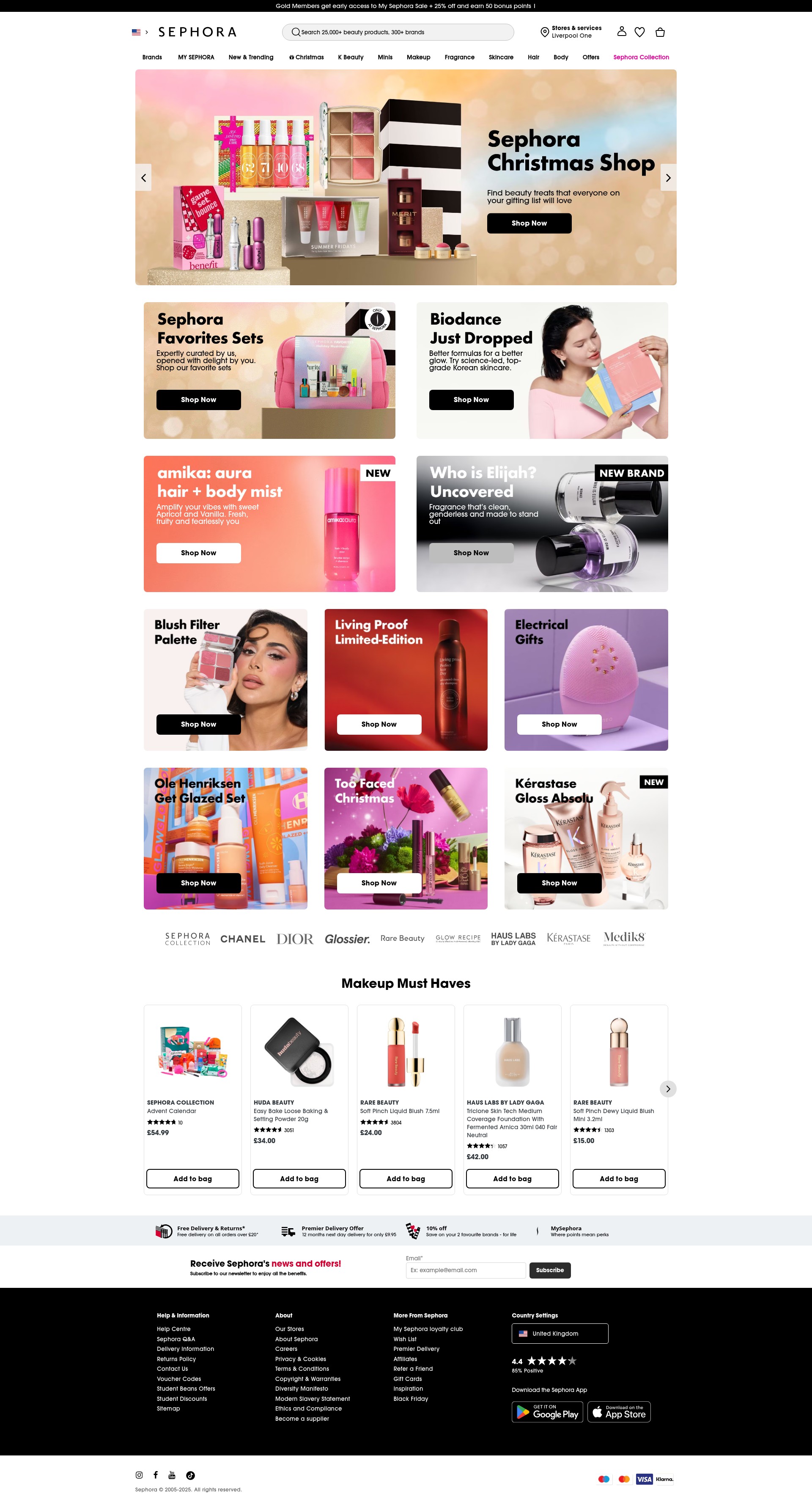 Screenshot of www.sephora.co.uk