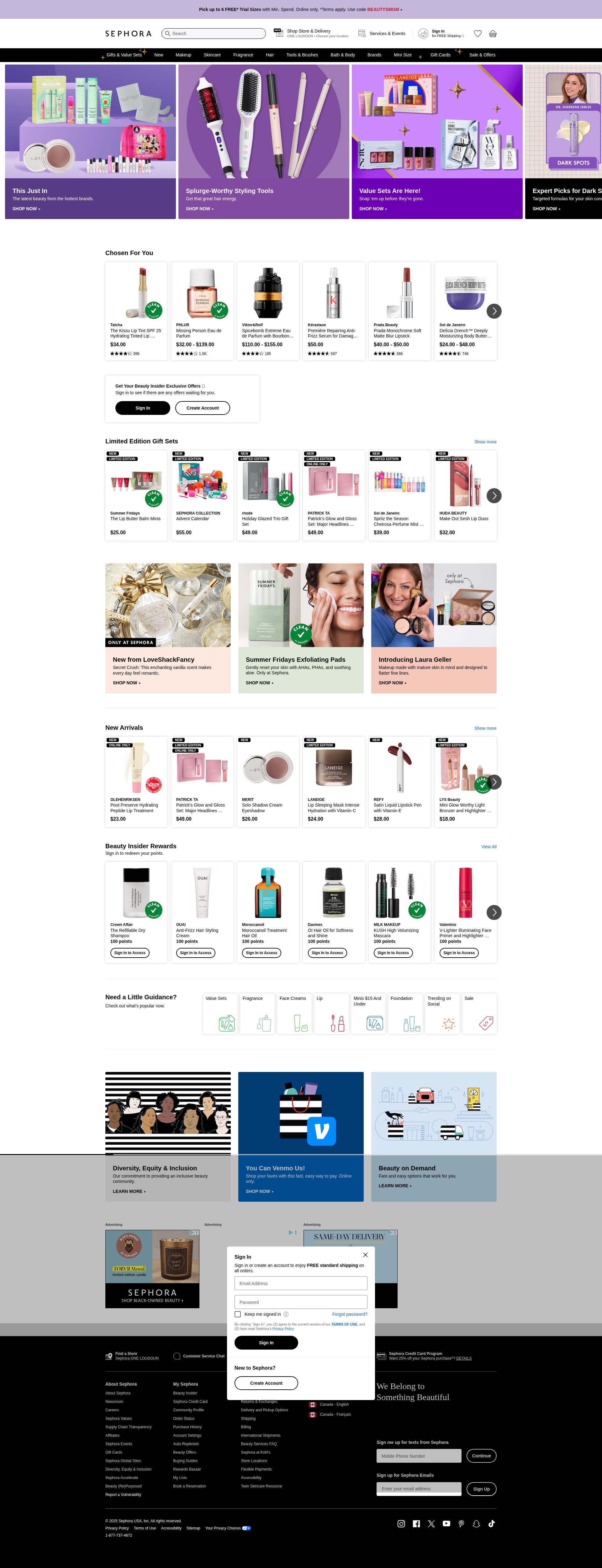 Screenshot of www.sephora.com