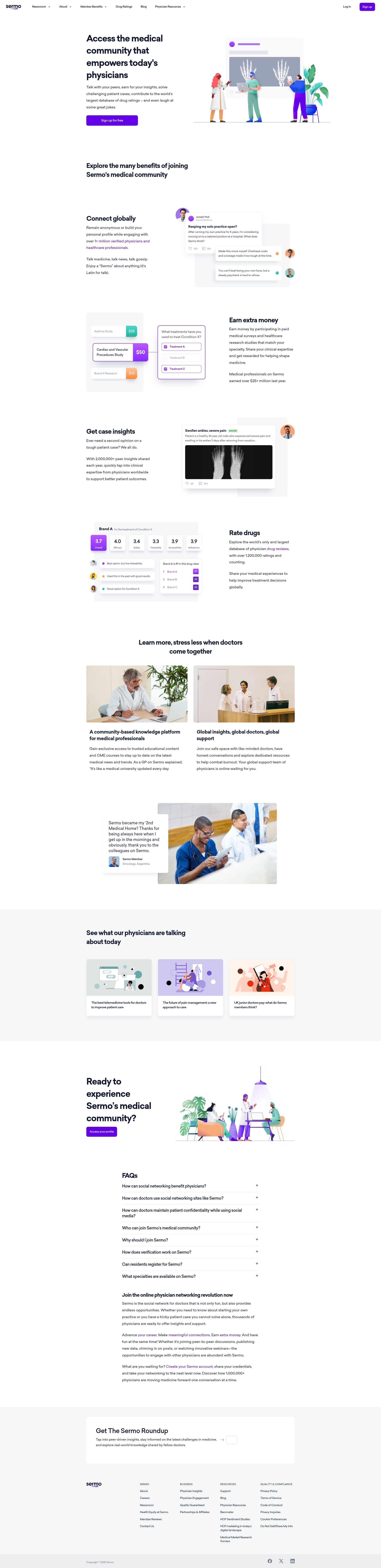 Screenshot of www.sermo.com