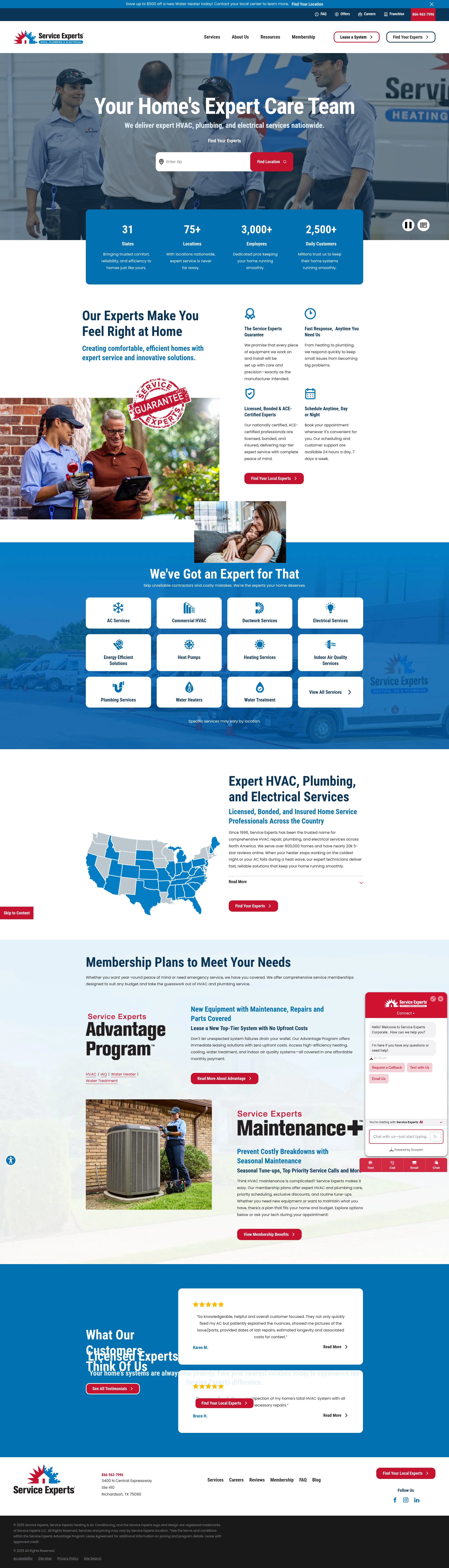 Screenshot of www.serviceexperts.com