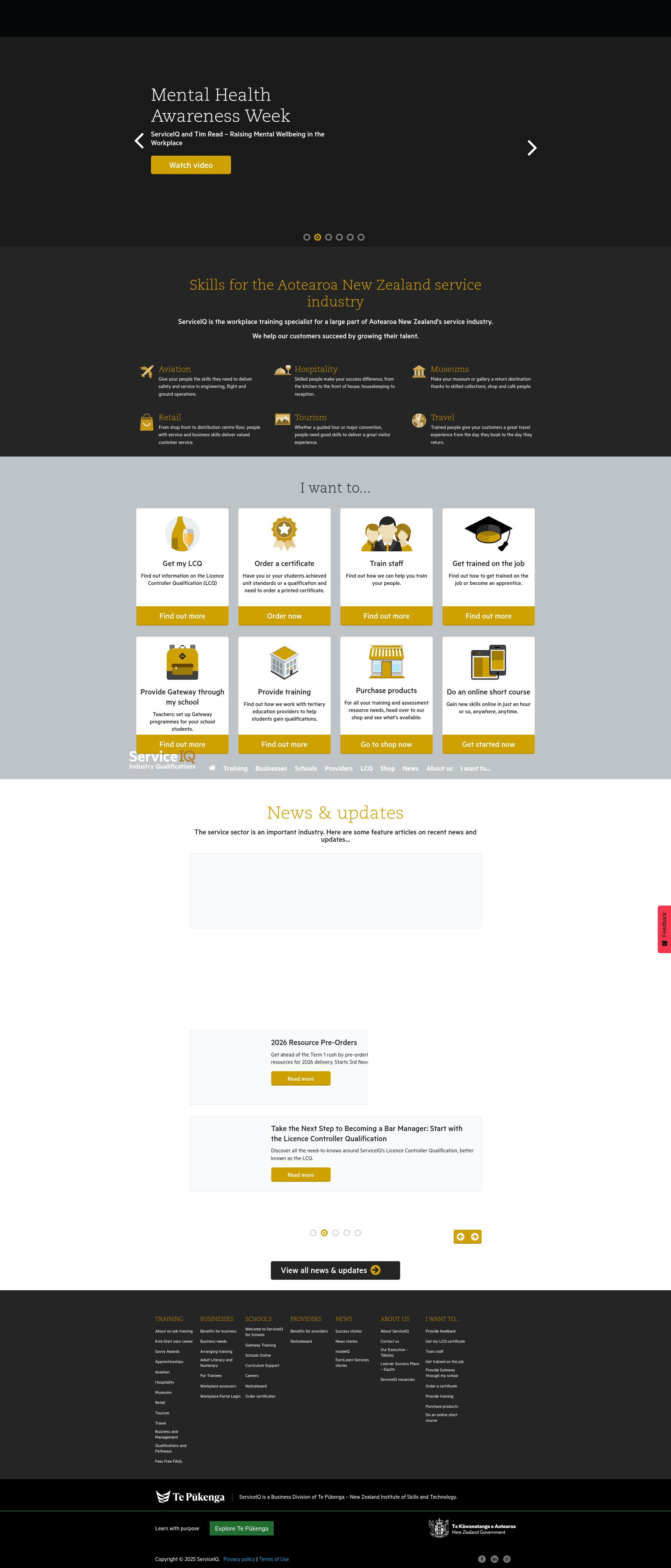 Screenshot of www.serviceiq.org.nz