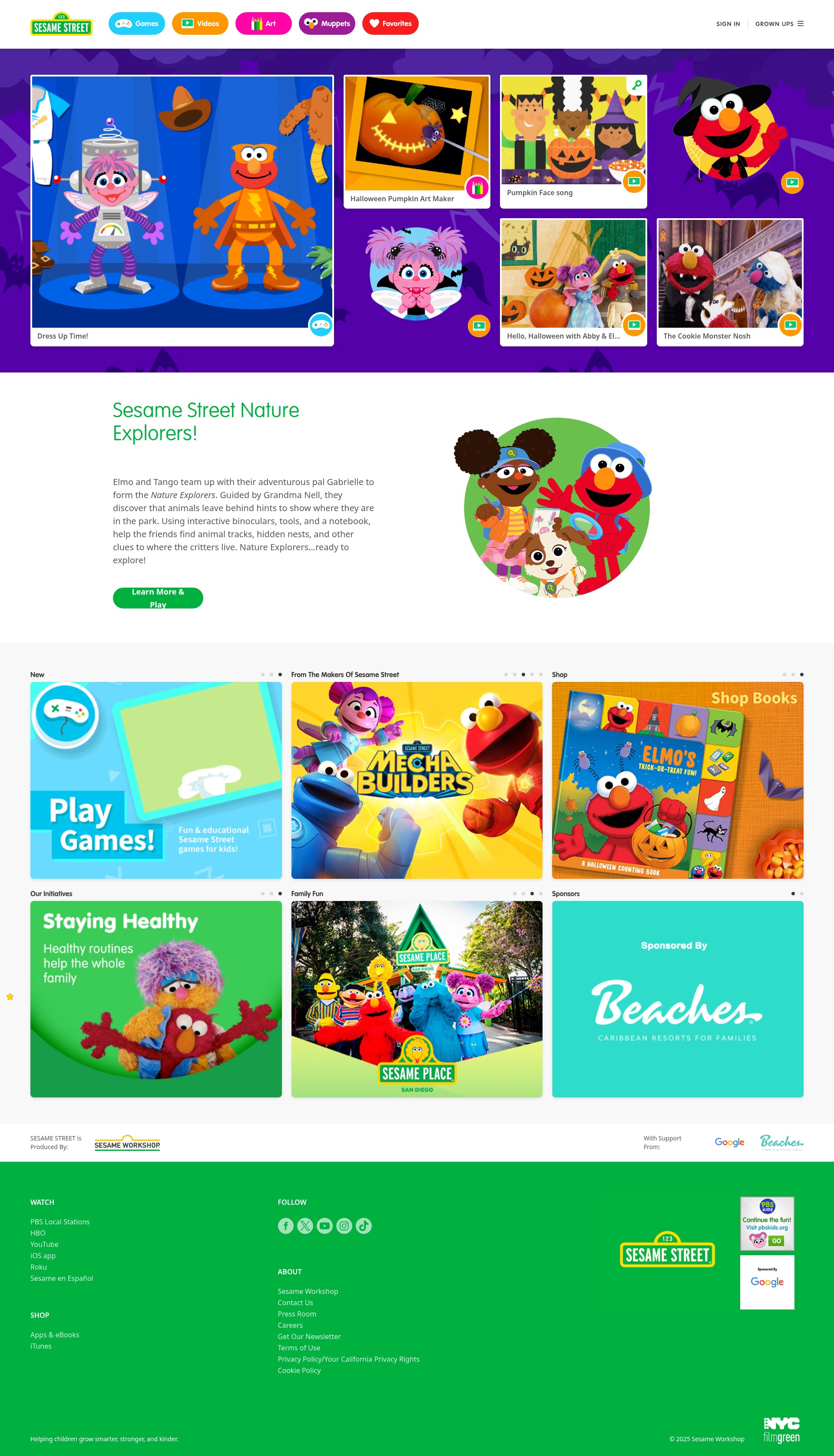 Screenshot of www.sesamestreet.org