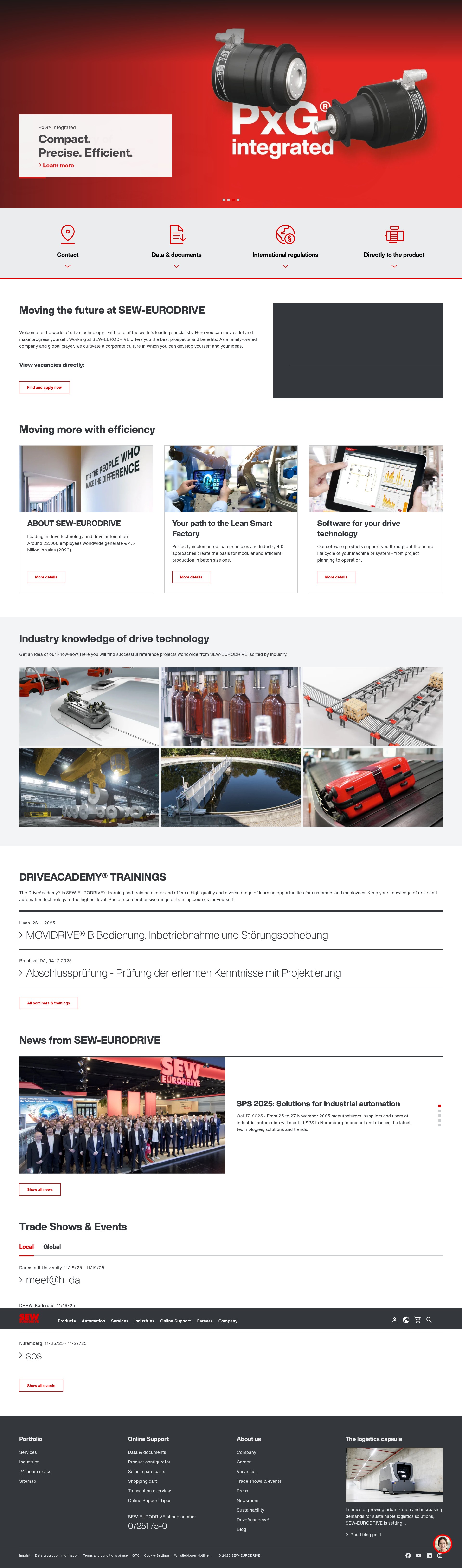 Screenshot of www.sew-eurodrive.de