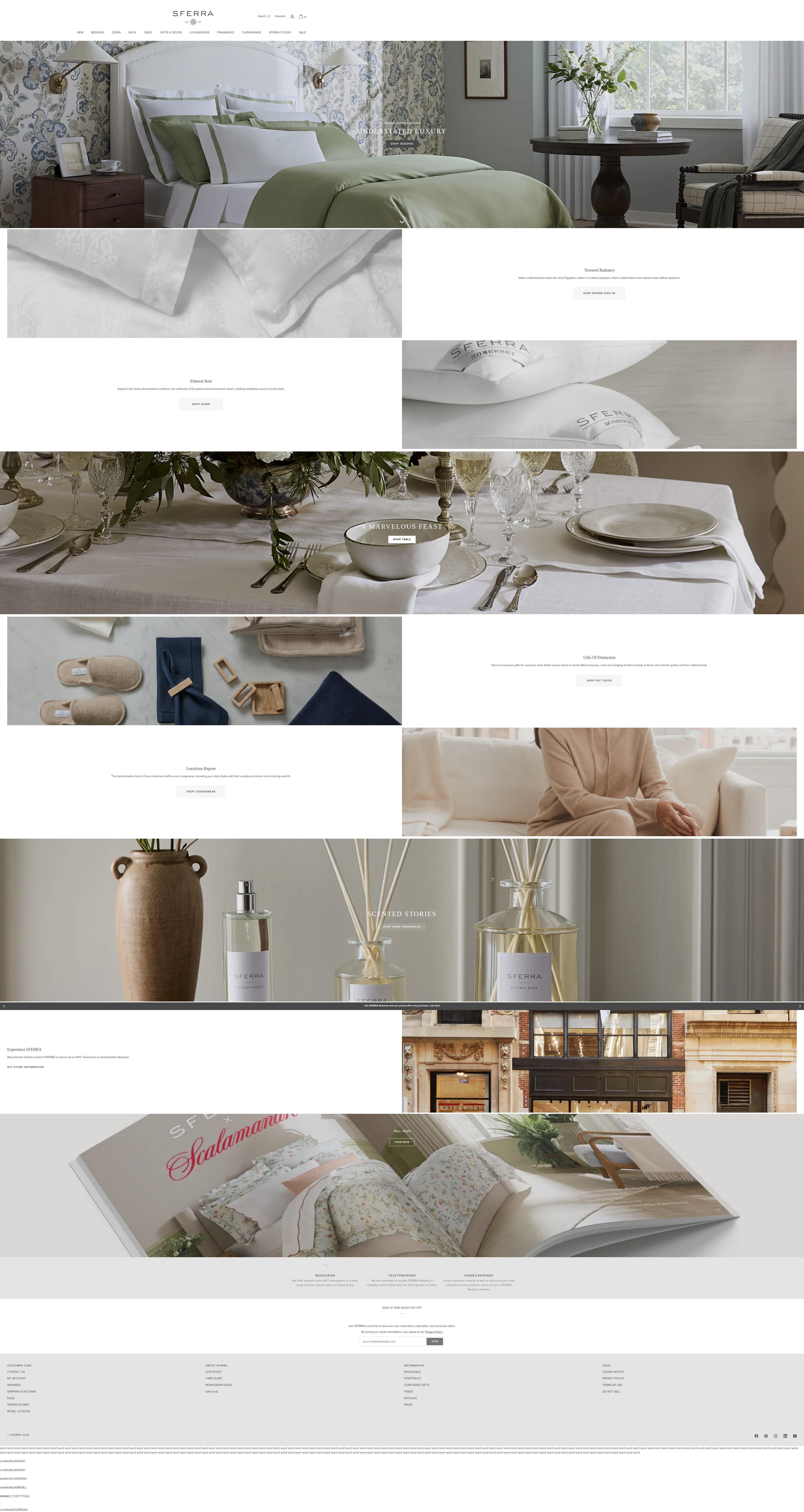 Screenshot of www.sferra.com