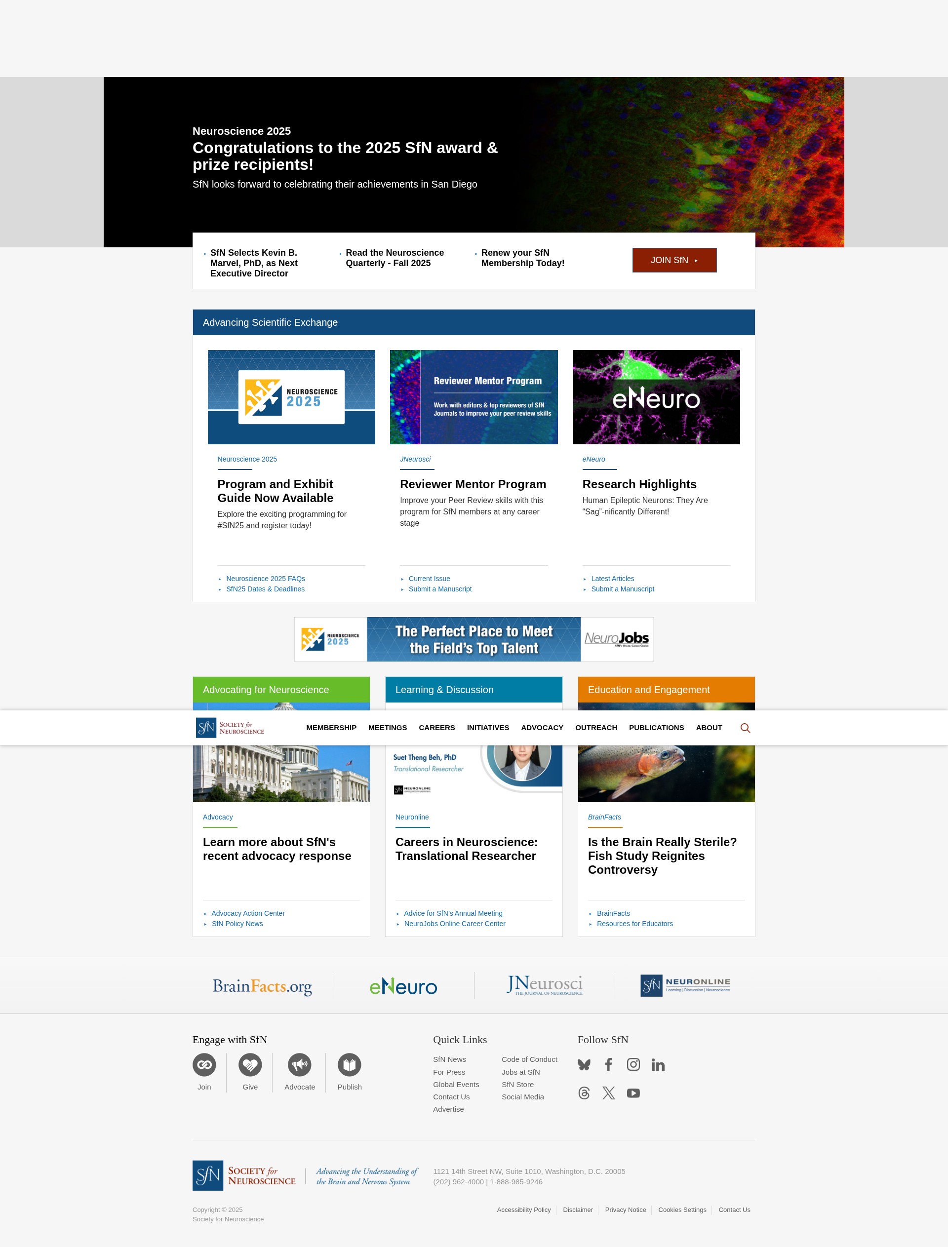 Screenshot of www.sfn.org