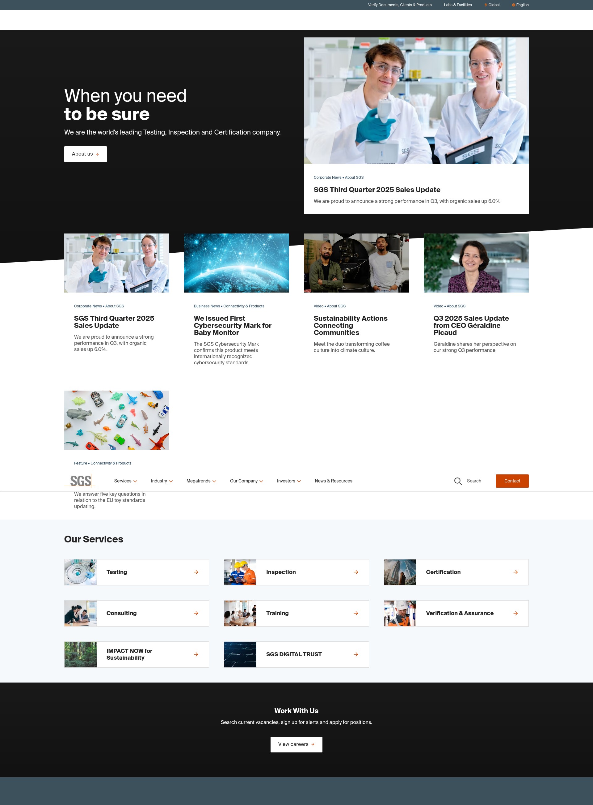 Screenshot of www.sgs.com