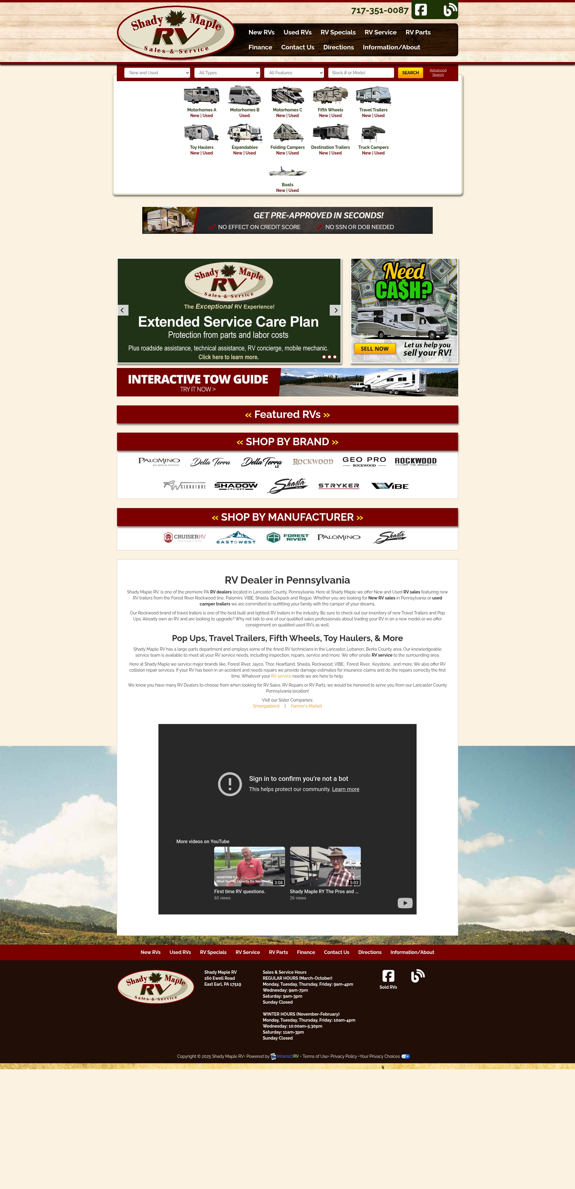 Screenshot of www.shadymaplerv.com