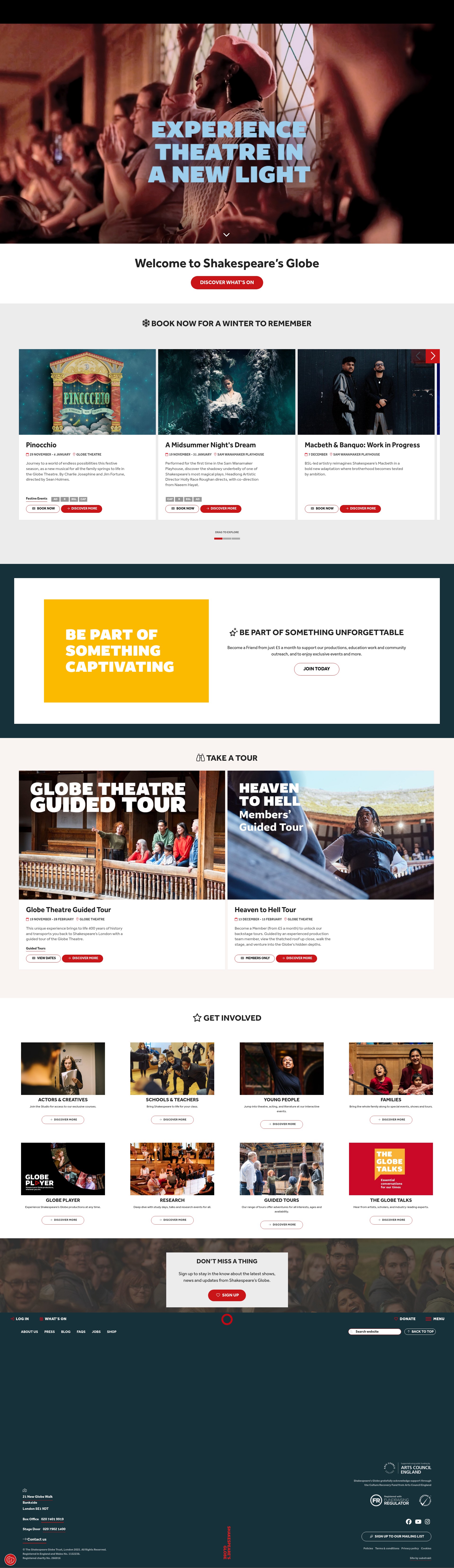 Screenshot of www.shakespearesglobe.com