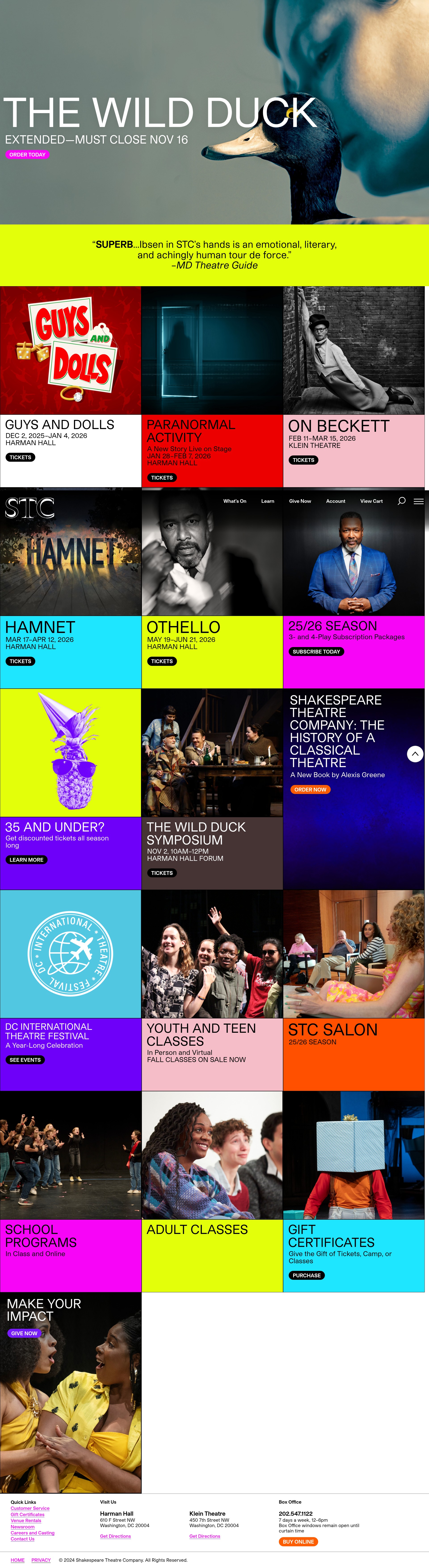 Screenshot of www.shakespearetheatre.org