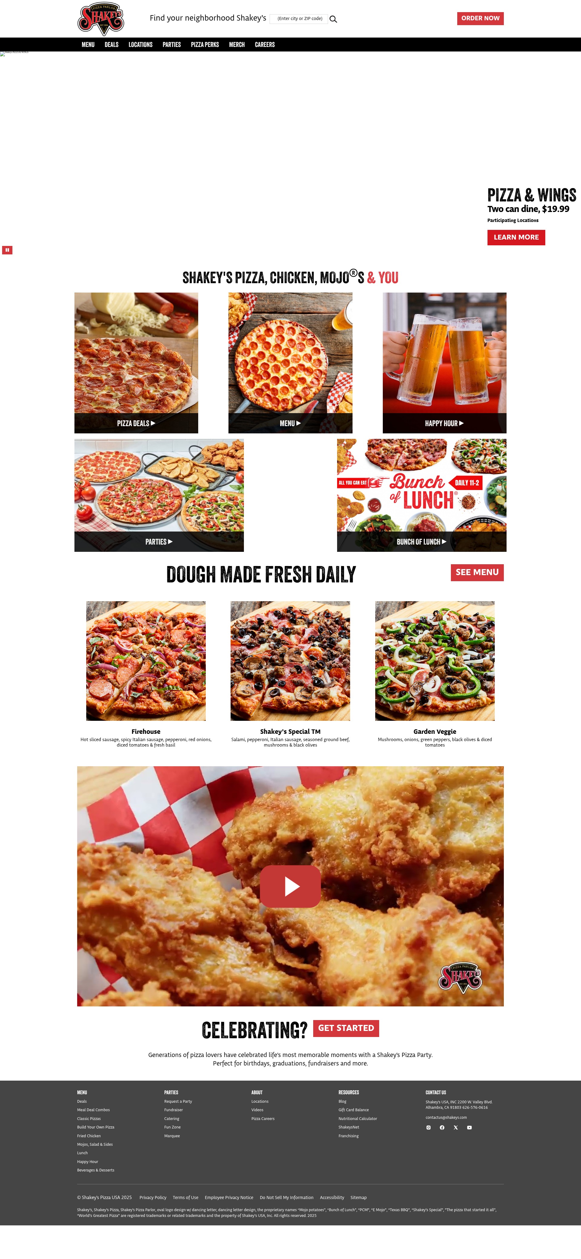 Screenshot of www.shakeys.com
