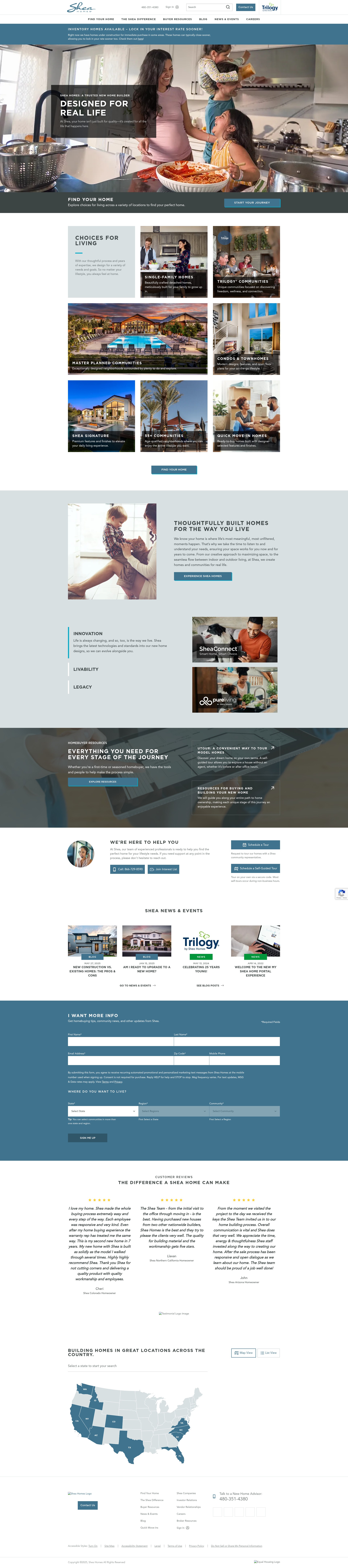 Screenshot of www.sheahomes.com