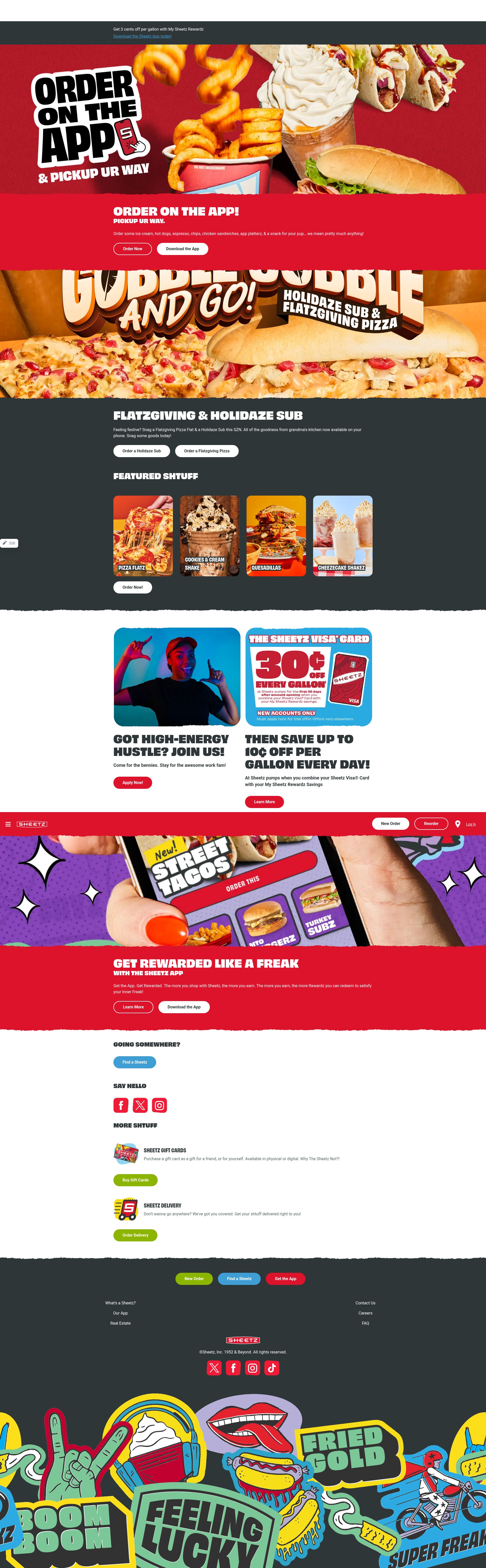 Screenshot of www.sheetz.com