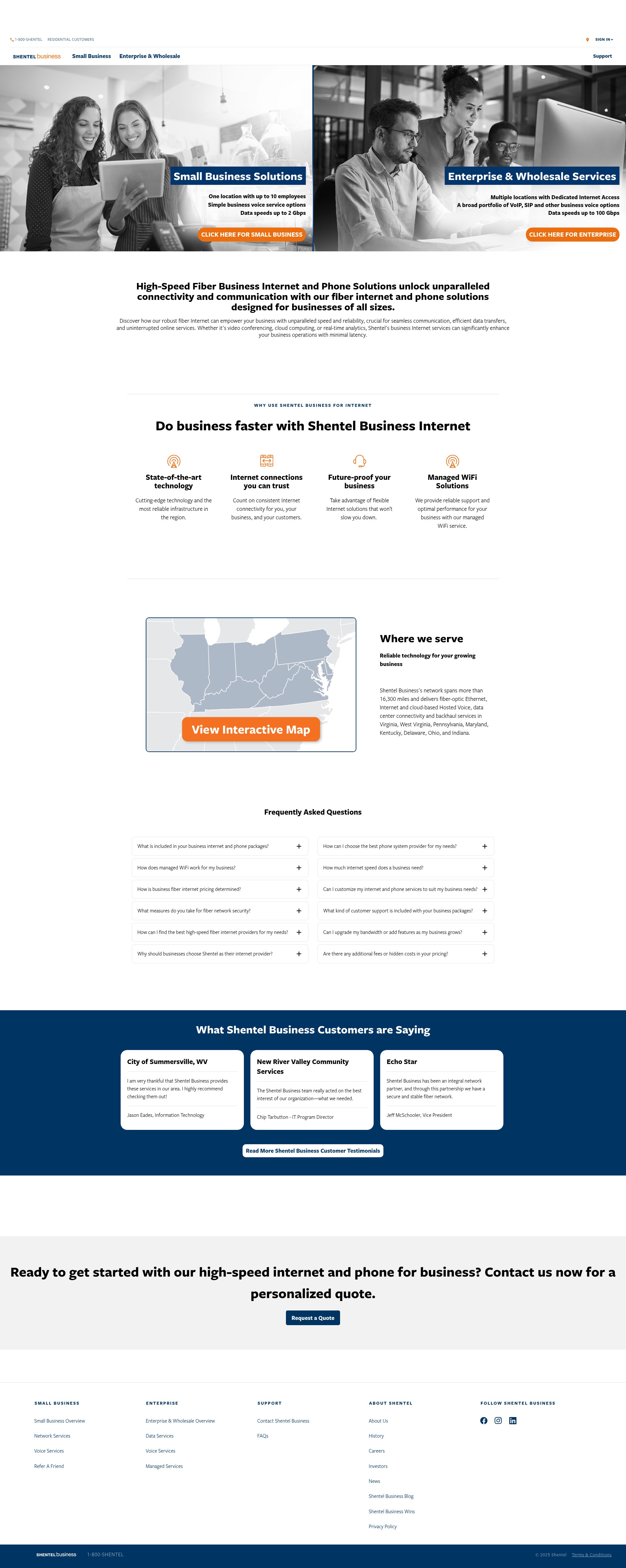 Screenshot of www.shentelbusiness.com