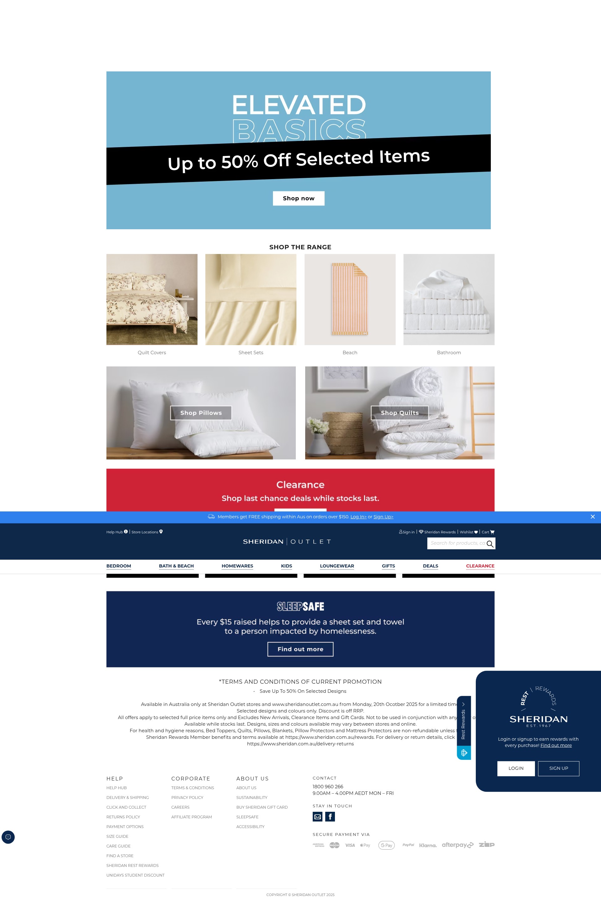 Screenshot of www.sheridanoutlet.com.au