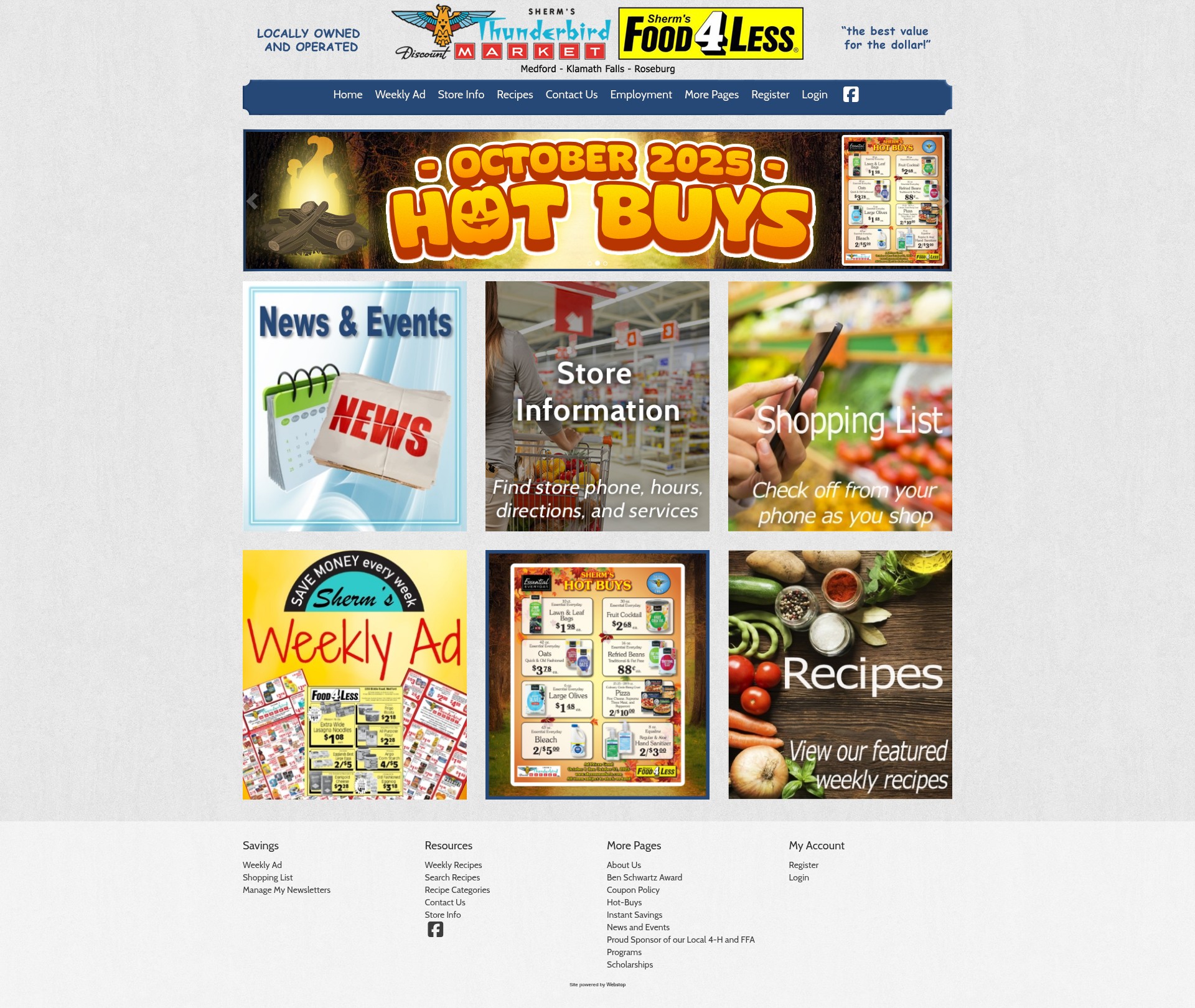 Screenshot of www.shermsmarkets.com