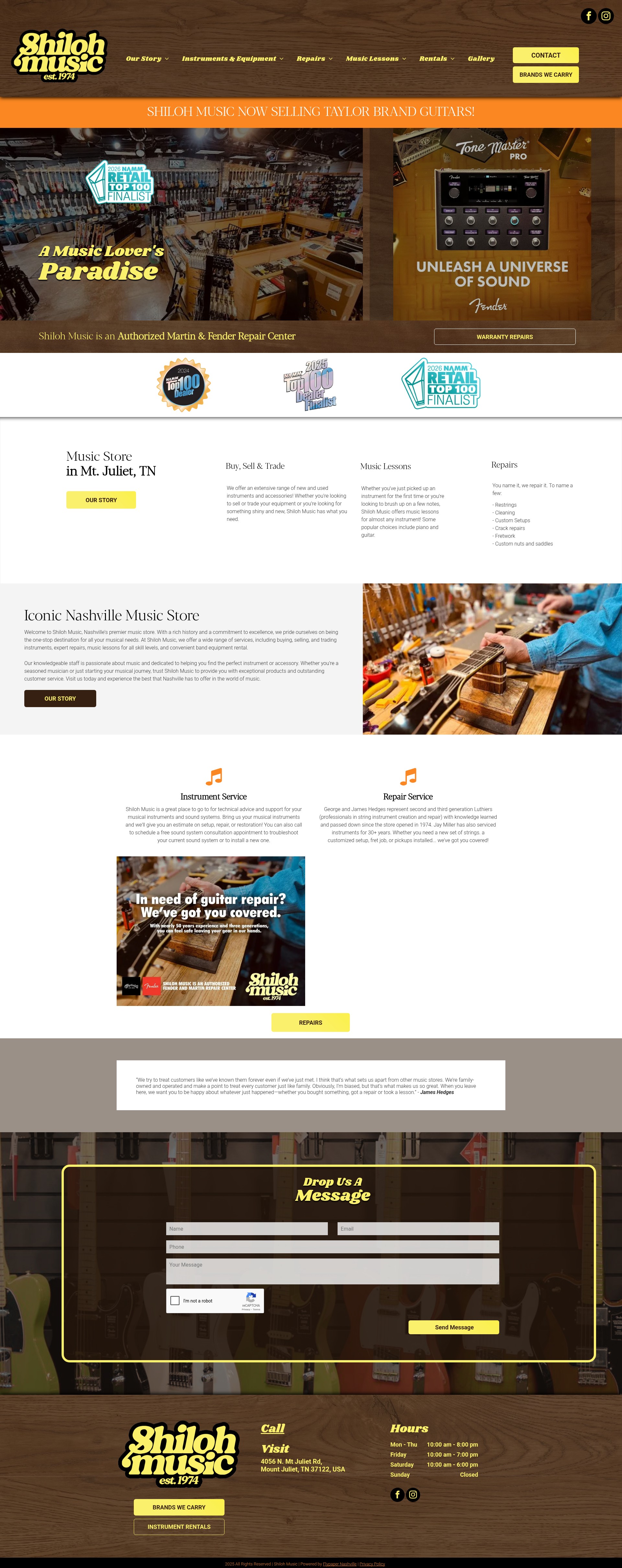 Screenshot of www.shilohmusiccenter.com