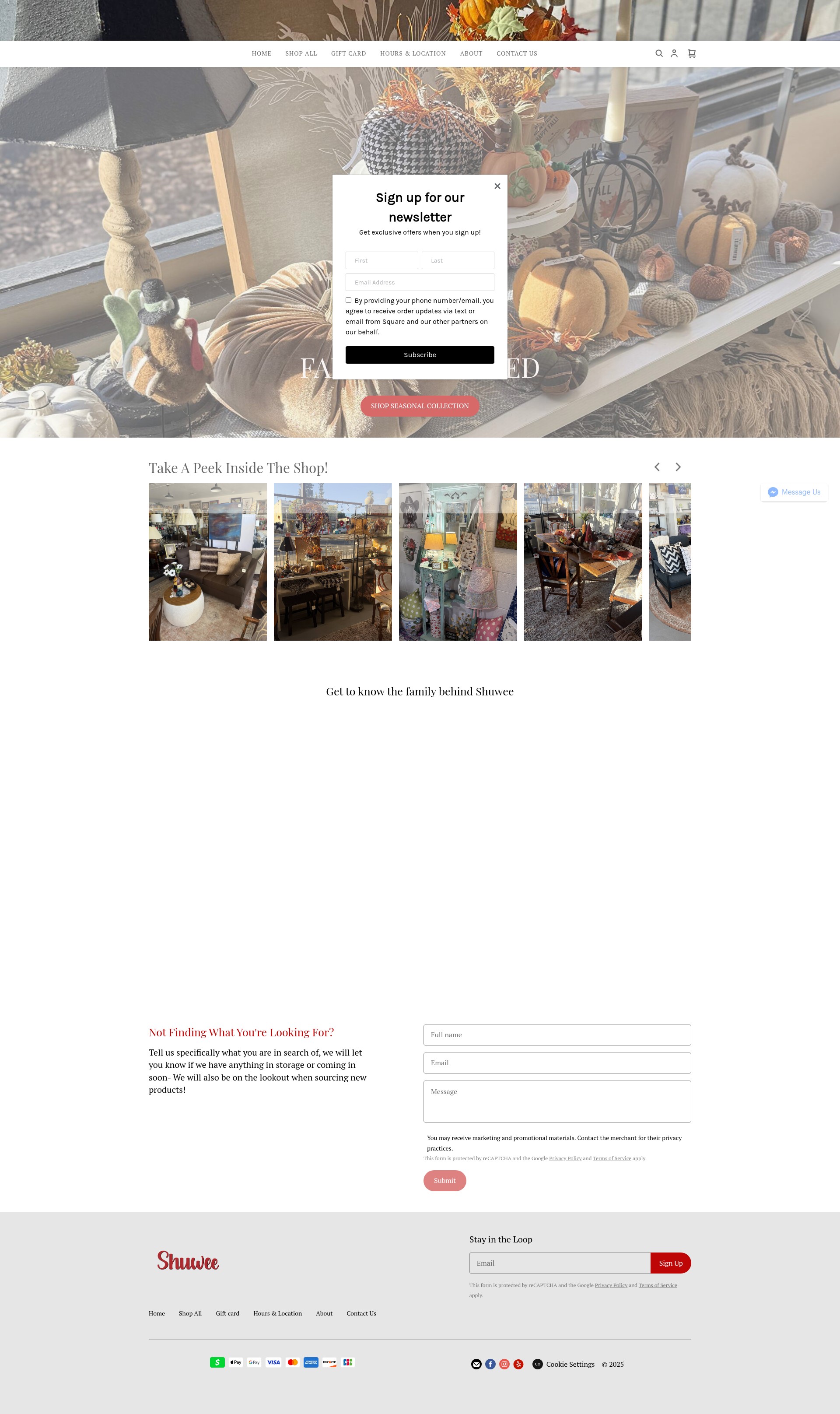 Screenshot of www.shopshuwee.com