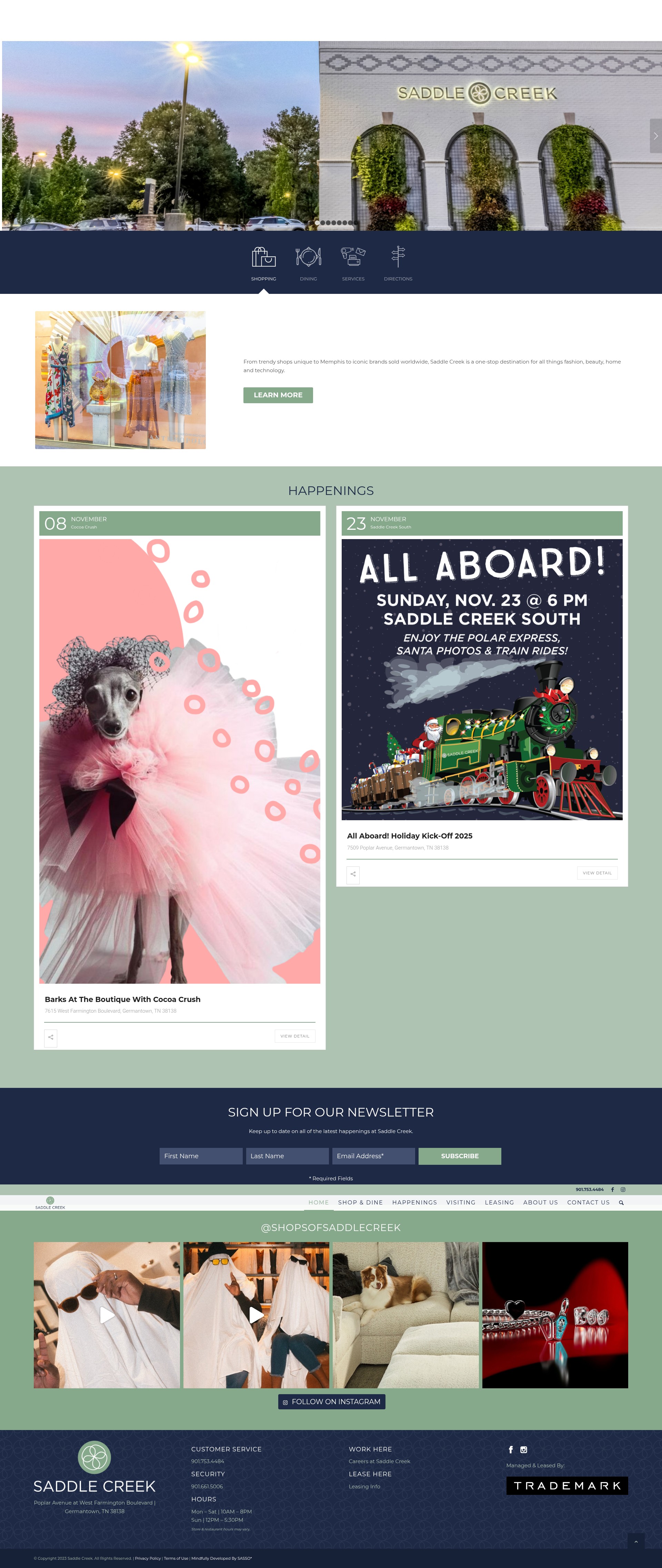 Screenshot of www.shopsofsaddlecreek.com