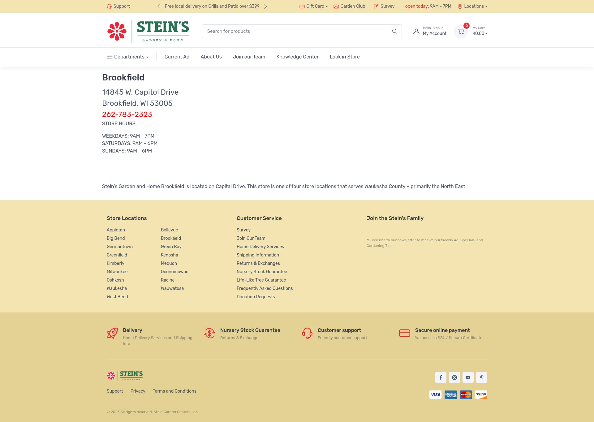 Screenshot of www.shopsteins.com