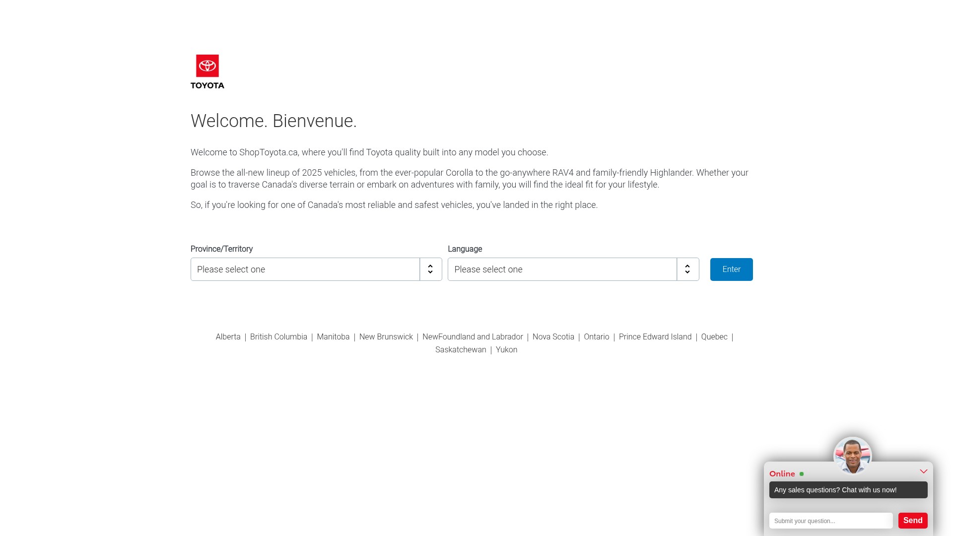 Screenshot of www.shoptoyota.ca