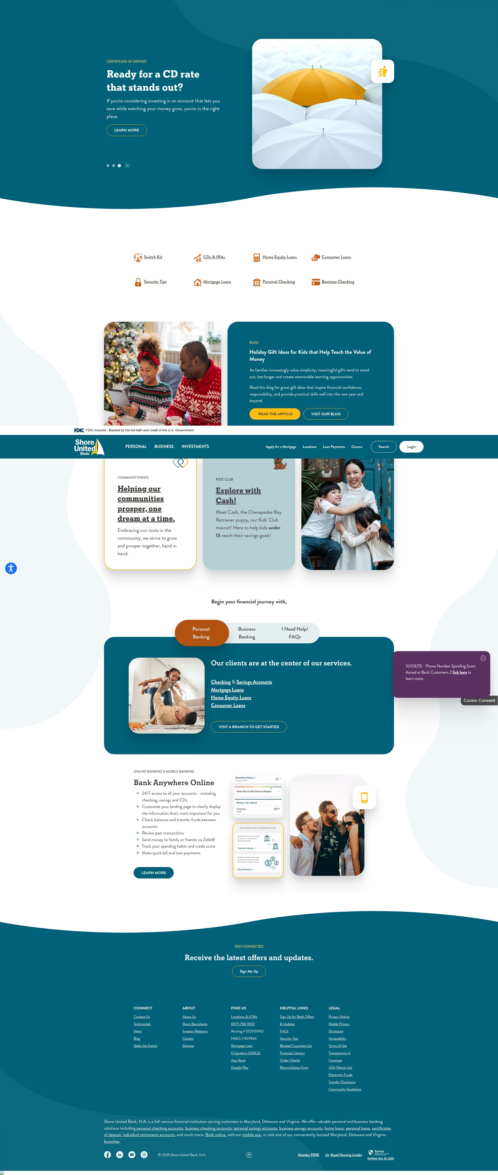 Screenshot of www.shoreunitedbank.com