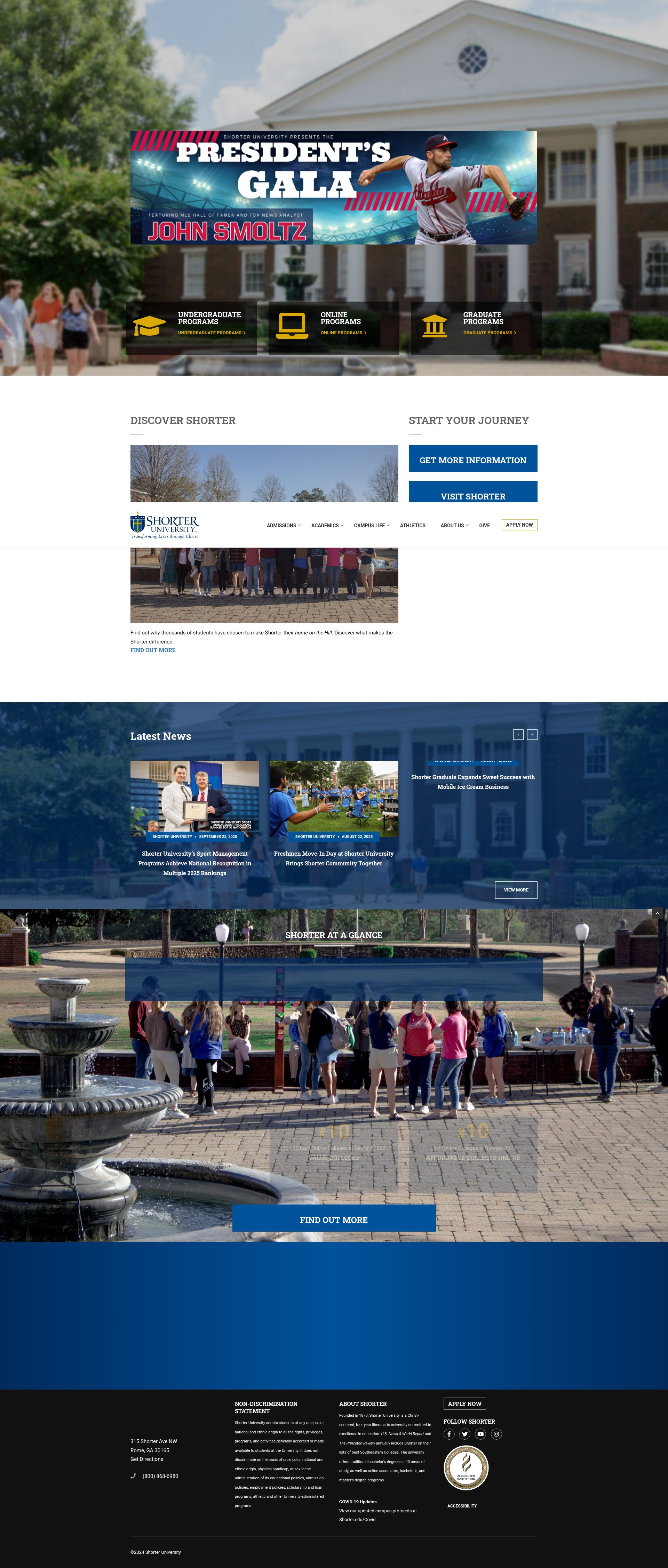 Screenshot of www.shorter.edu