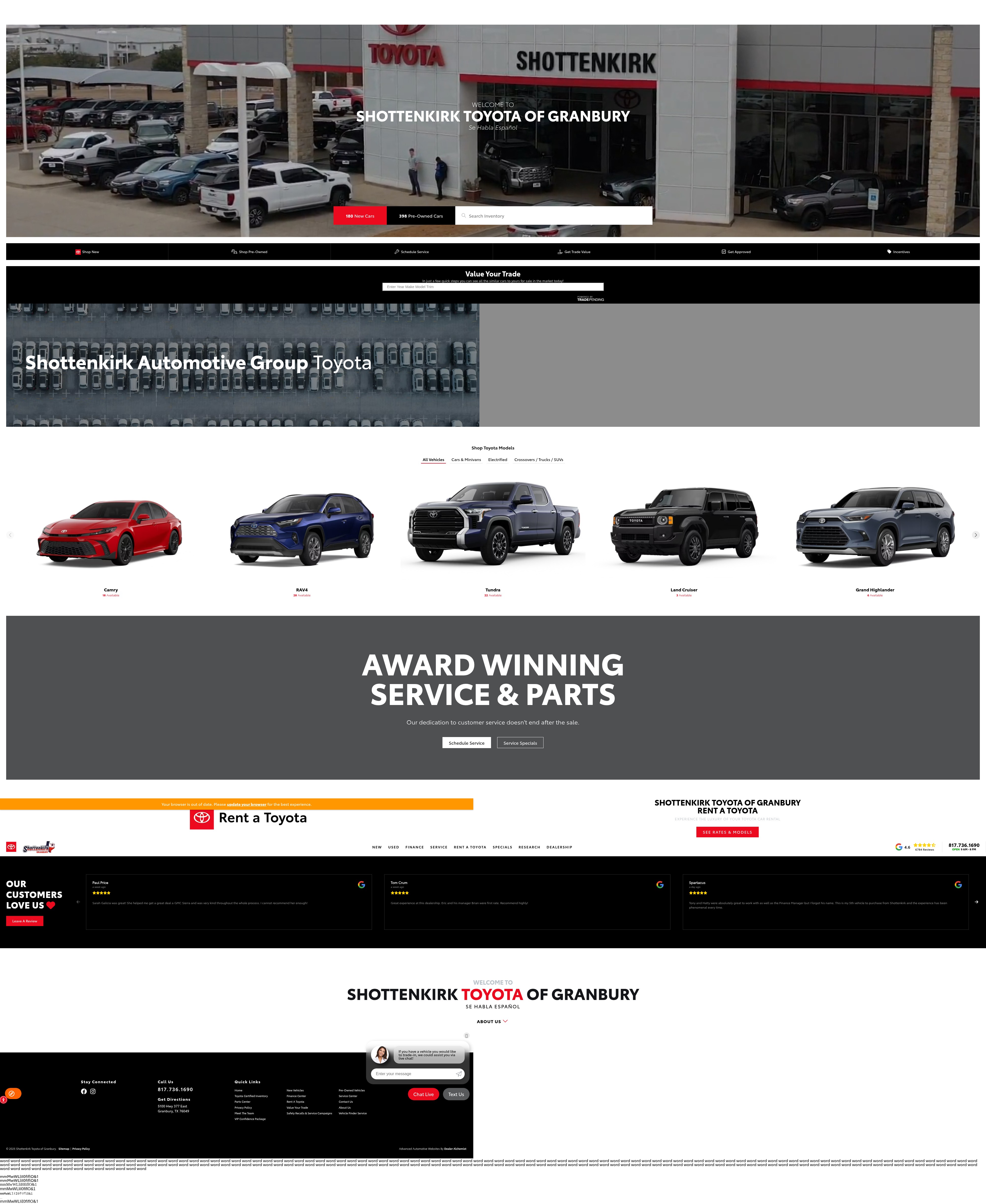 Screenshot of www.shottenkirktoyotagranbury.com