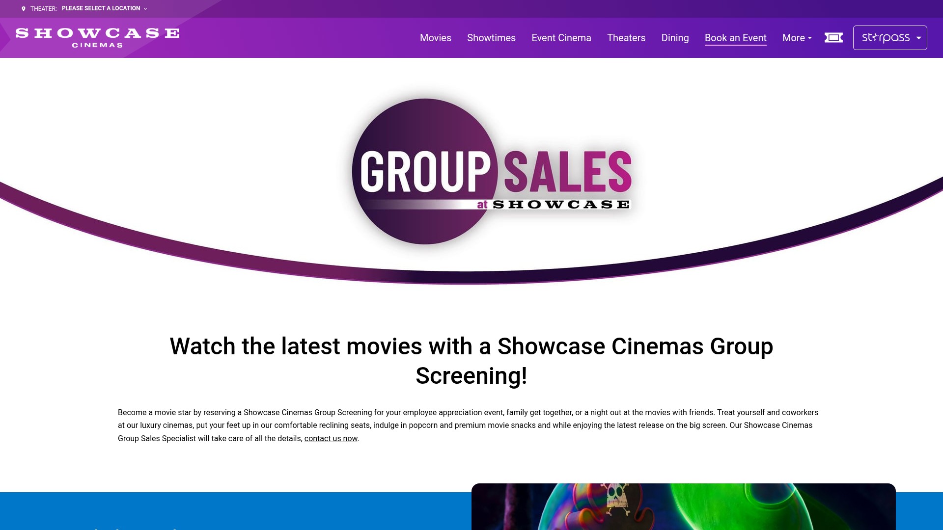 Screenshot of www.showcasecinemas.com
