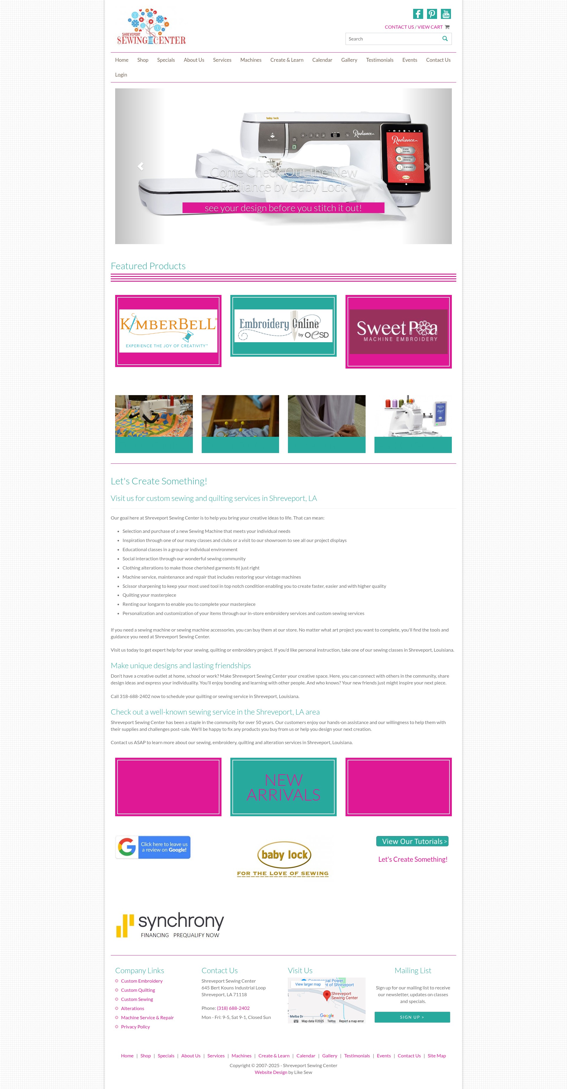 Screenshot of www.shreveportsewingcenter.com