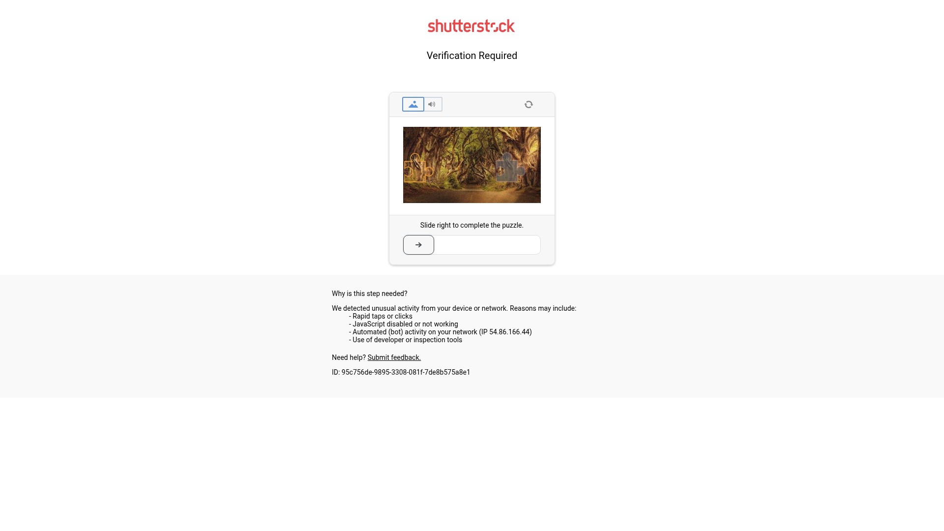 Screenshot of www.shutterstock.com