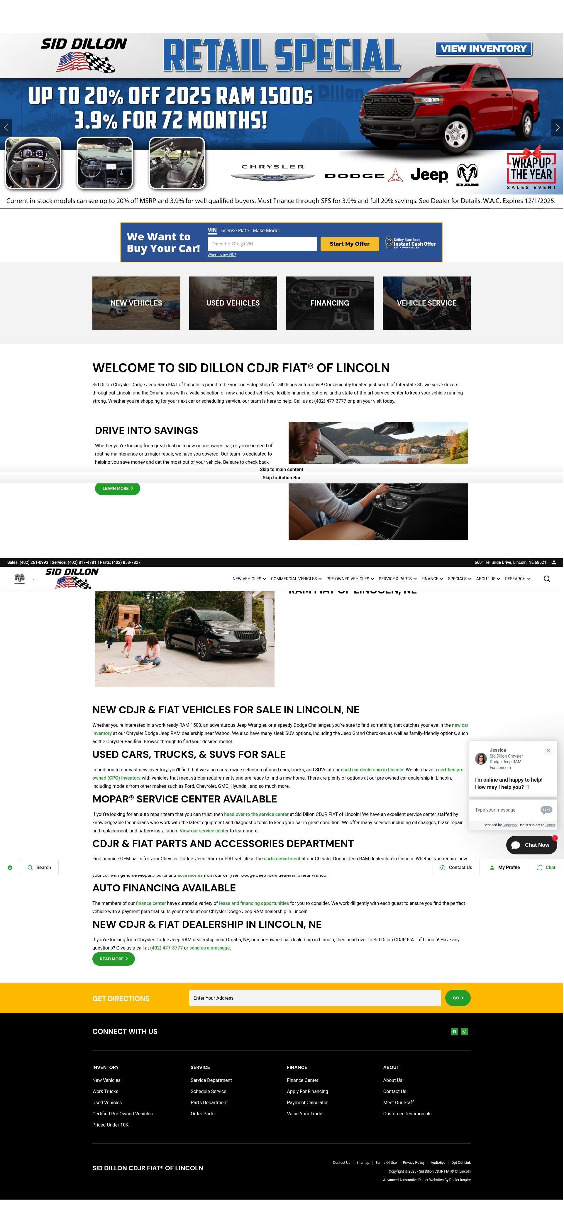 Screenshot of www.siddilloncdjrlincoln.com