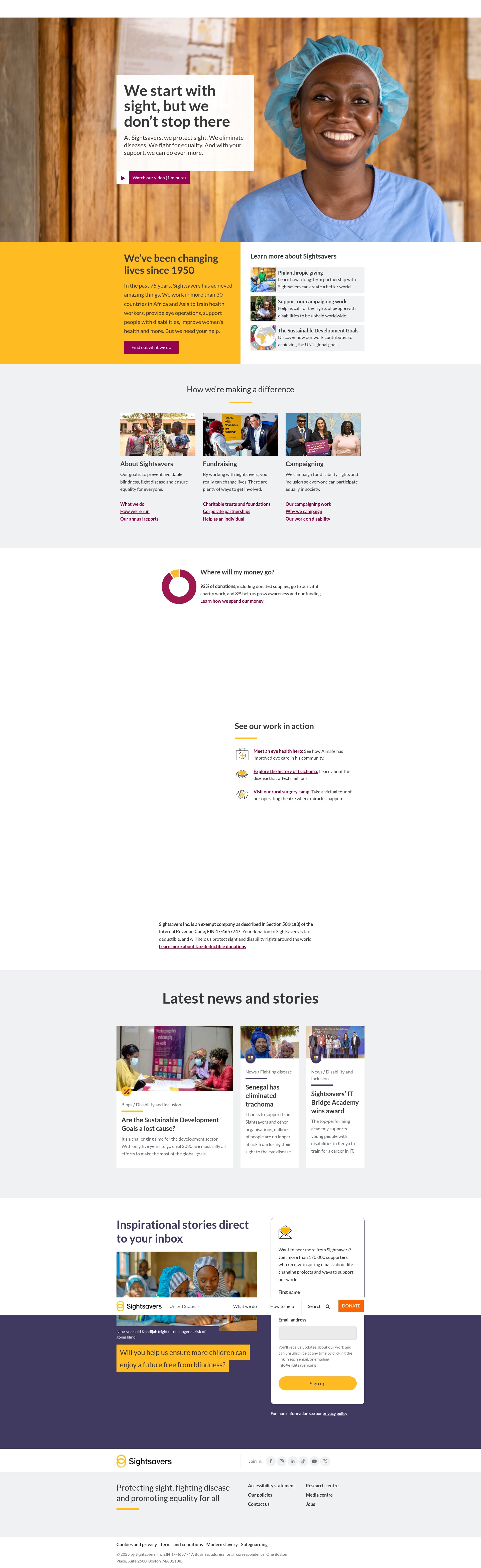 Screenshot of www.sightsaversusa.org