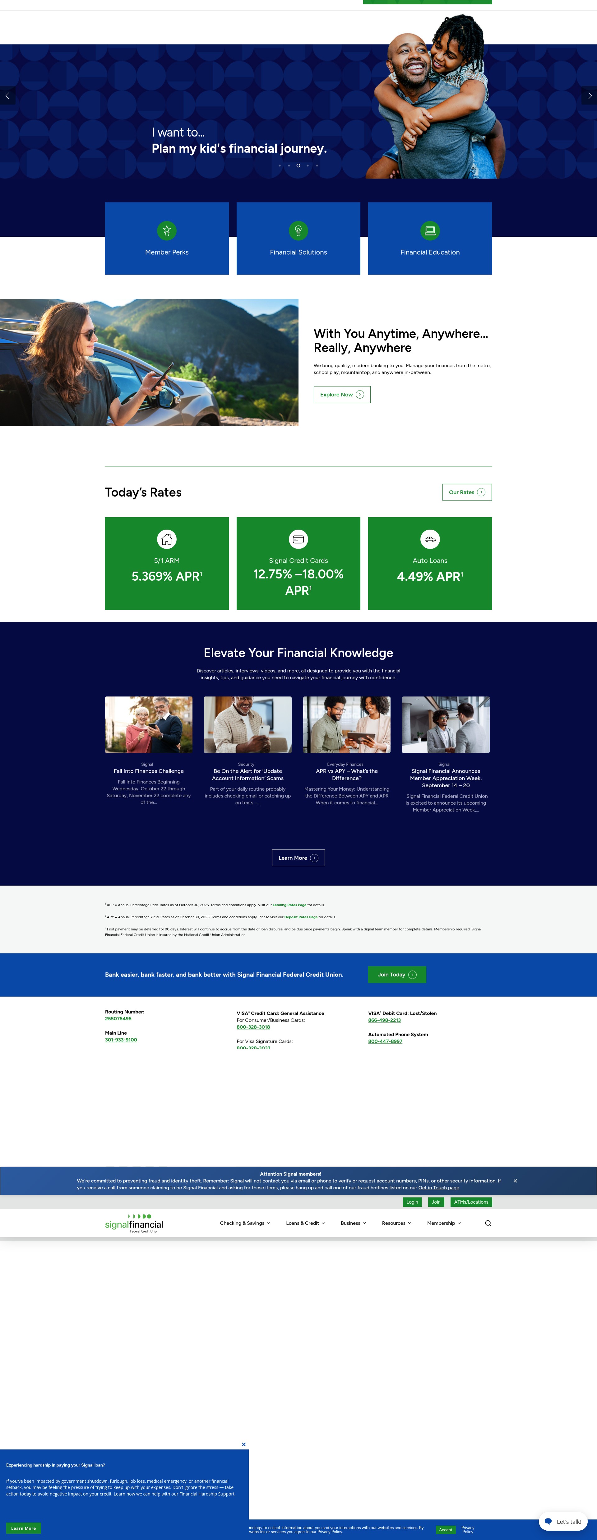 Screenshot of www.signalfinancialfcu.org