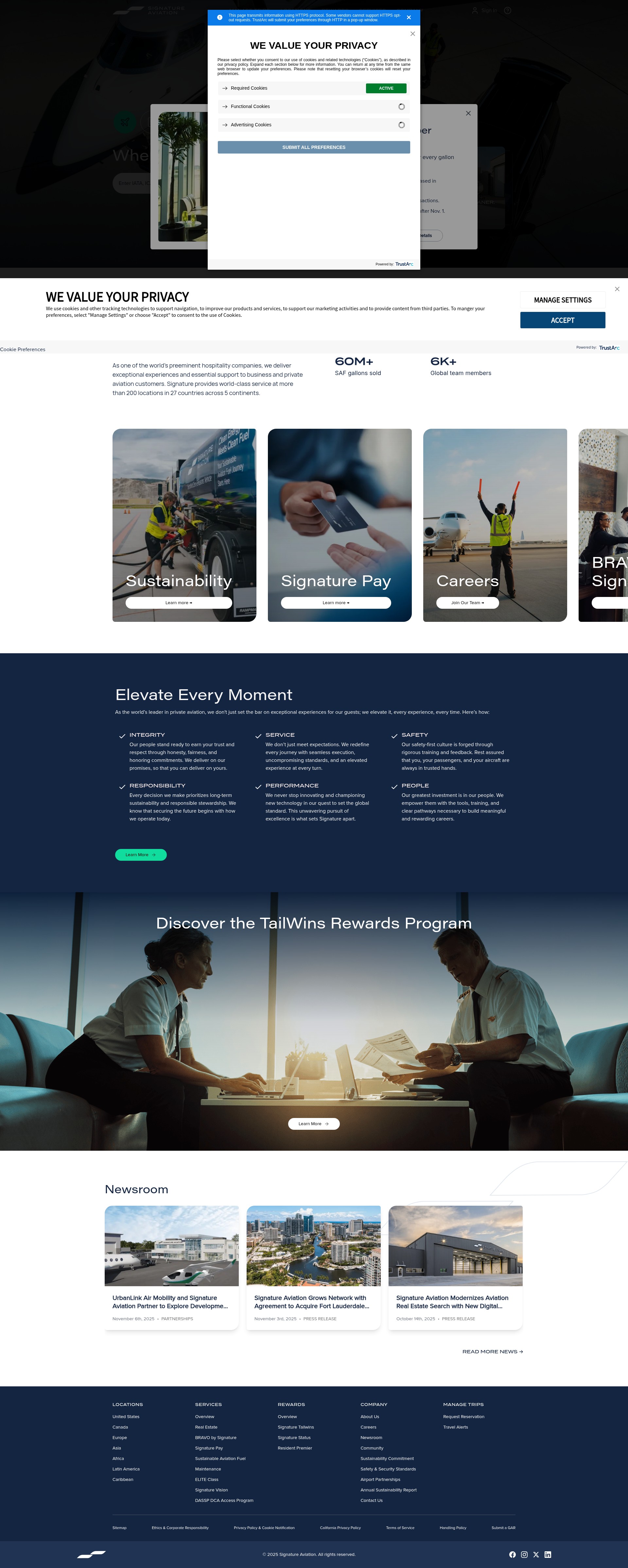 Screenshot of www.signatureaviation.com