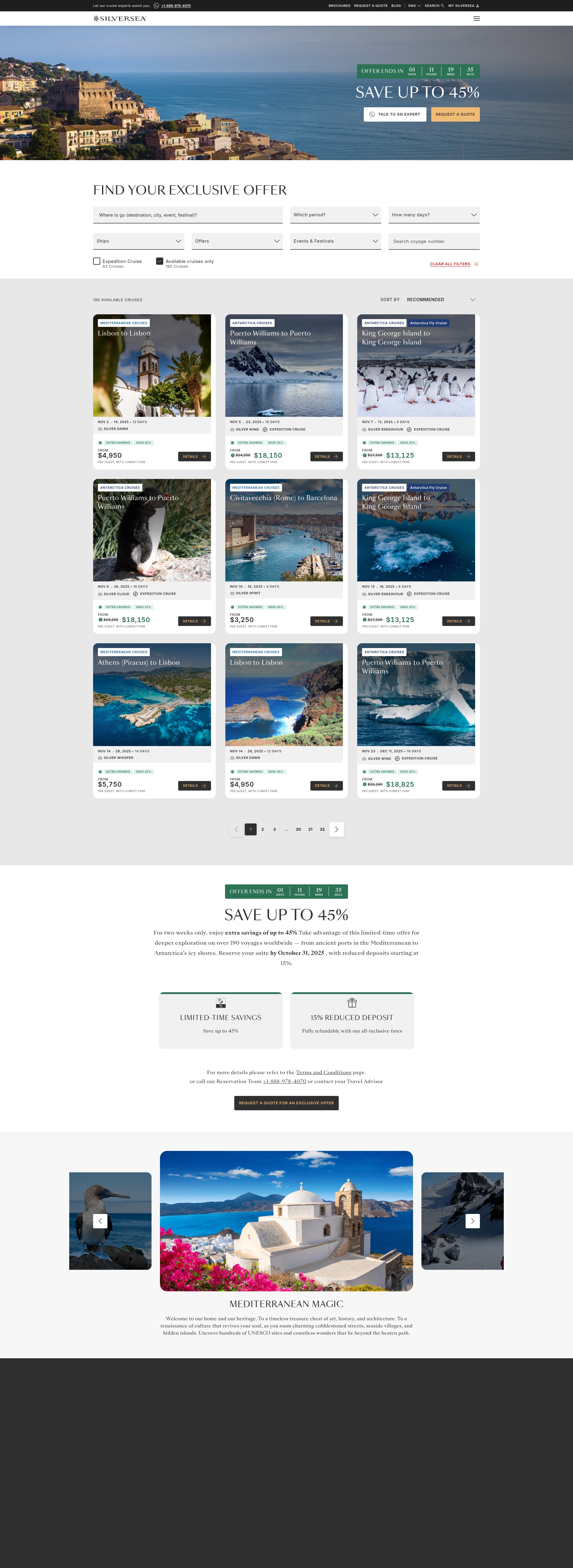 Screenshot of www.silversea.com