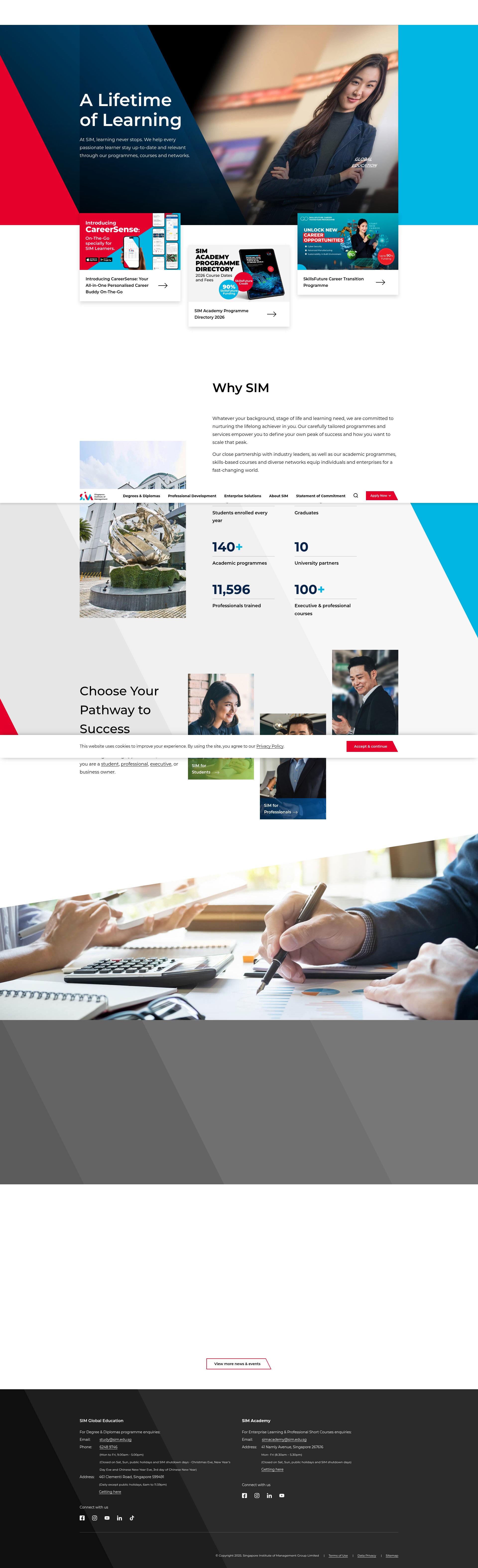 Screenshot of www.sim.edu.sg