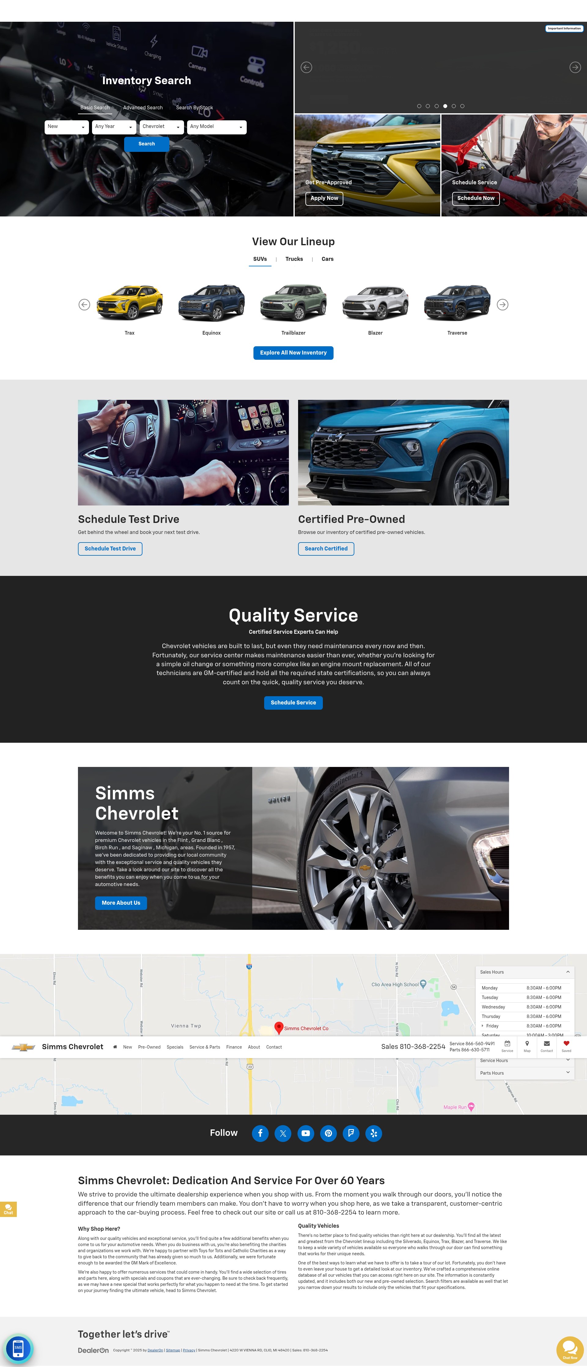 Screenshot of www.simmschevrolet.com