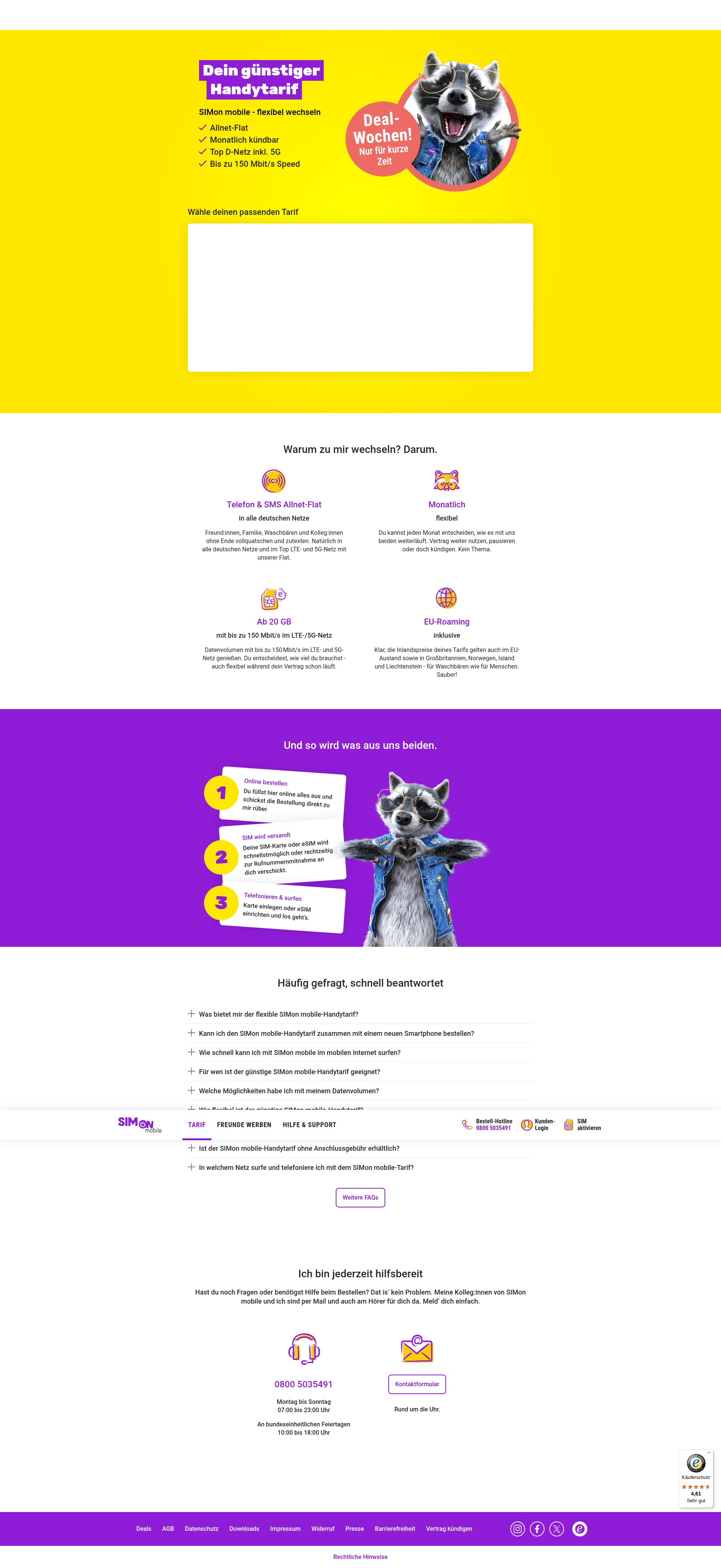 Screenshot of www.simonmobile.de