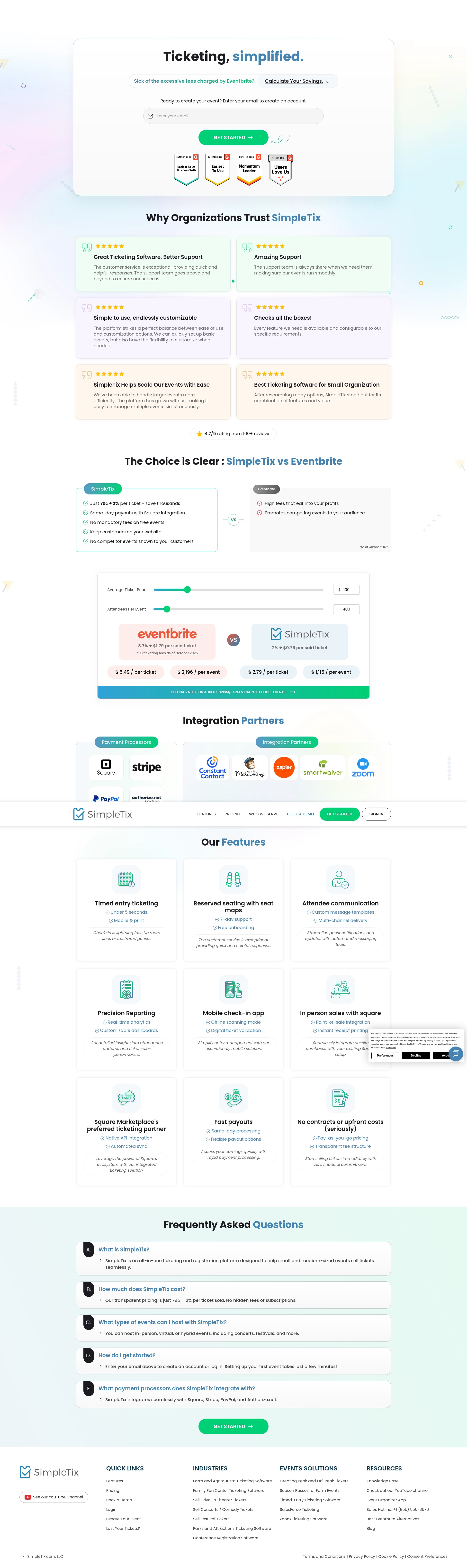 Screenshot of www.simpletix.com