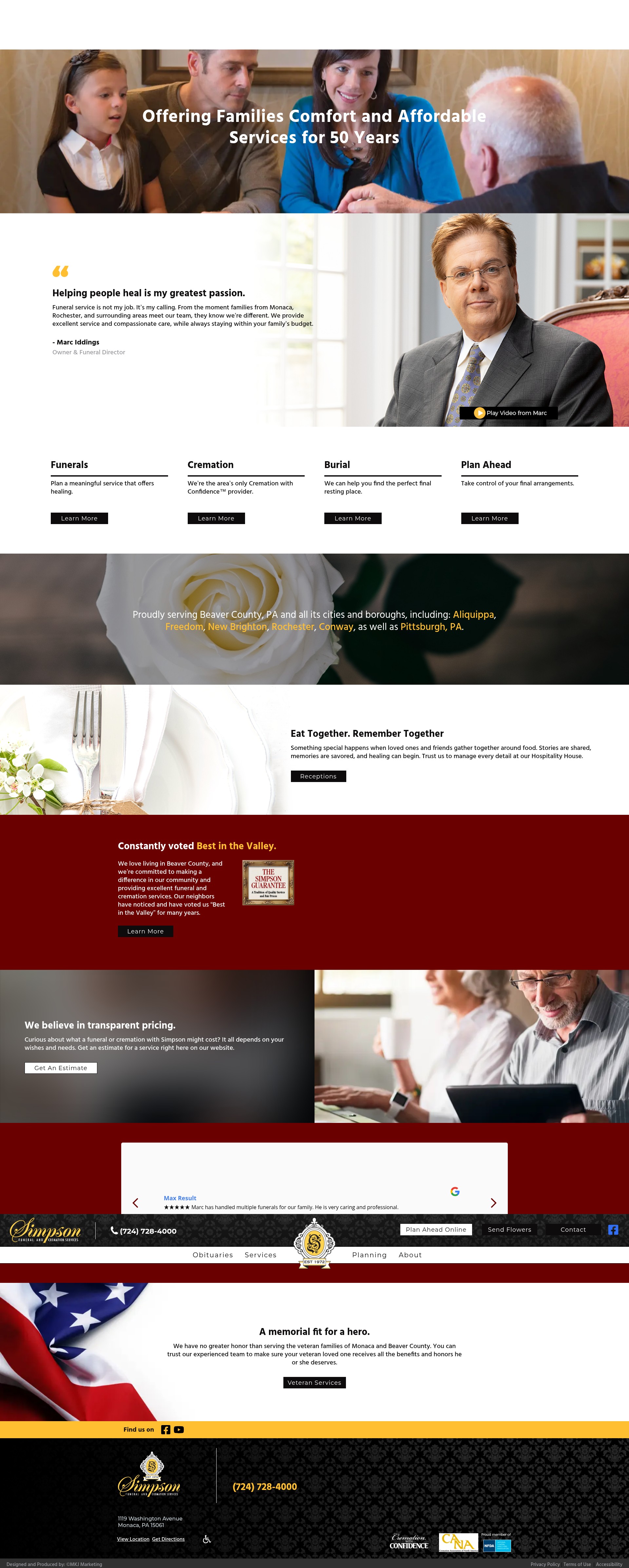 Screenshot of www.simpsonfuneralhome.com