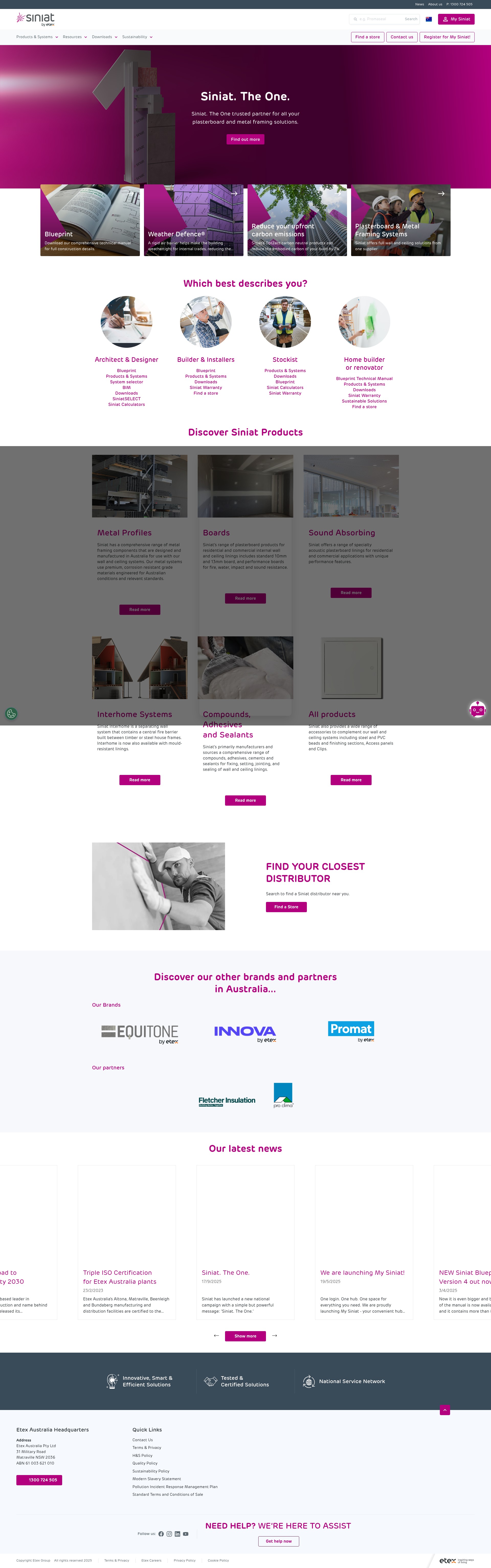 Screenshot of www.siniat.com.au
