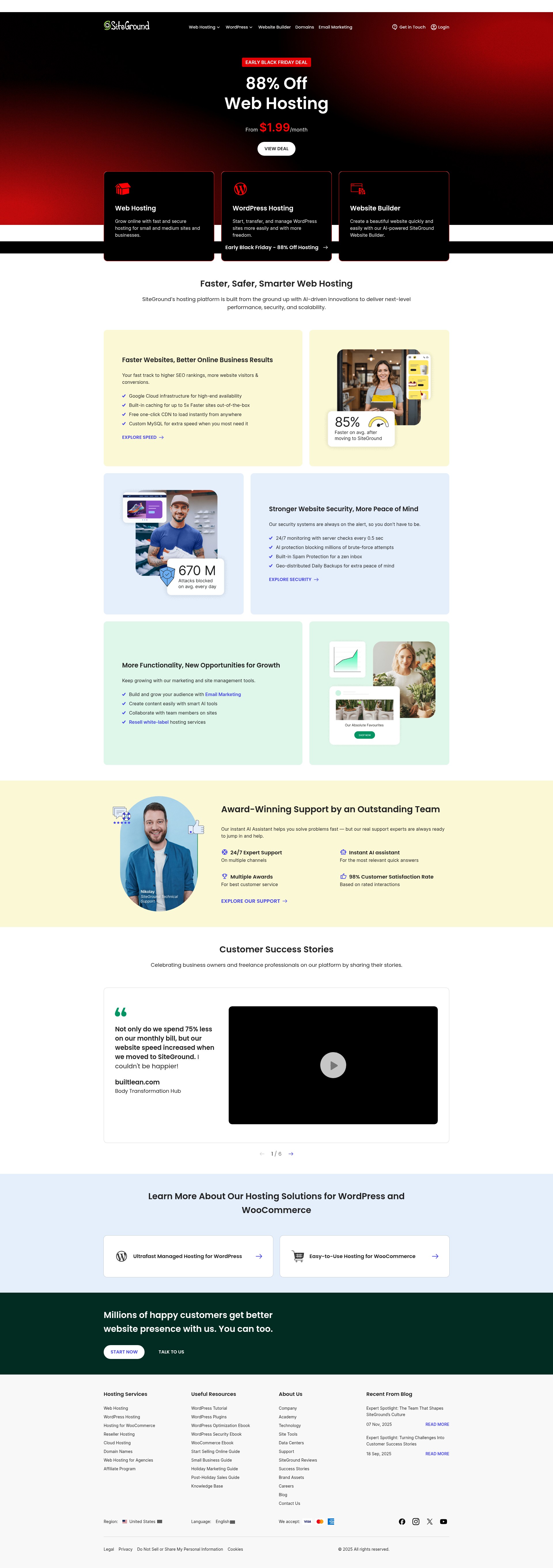 Screenshot of www.siteground.com