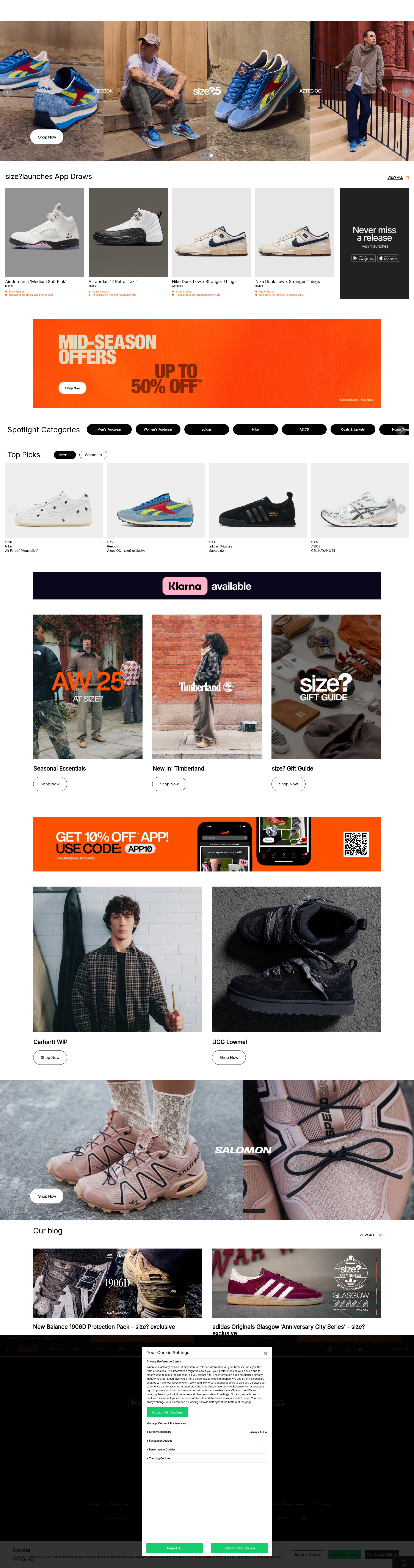 Screenshot of www.size.co.uk