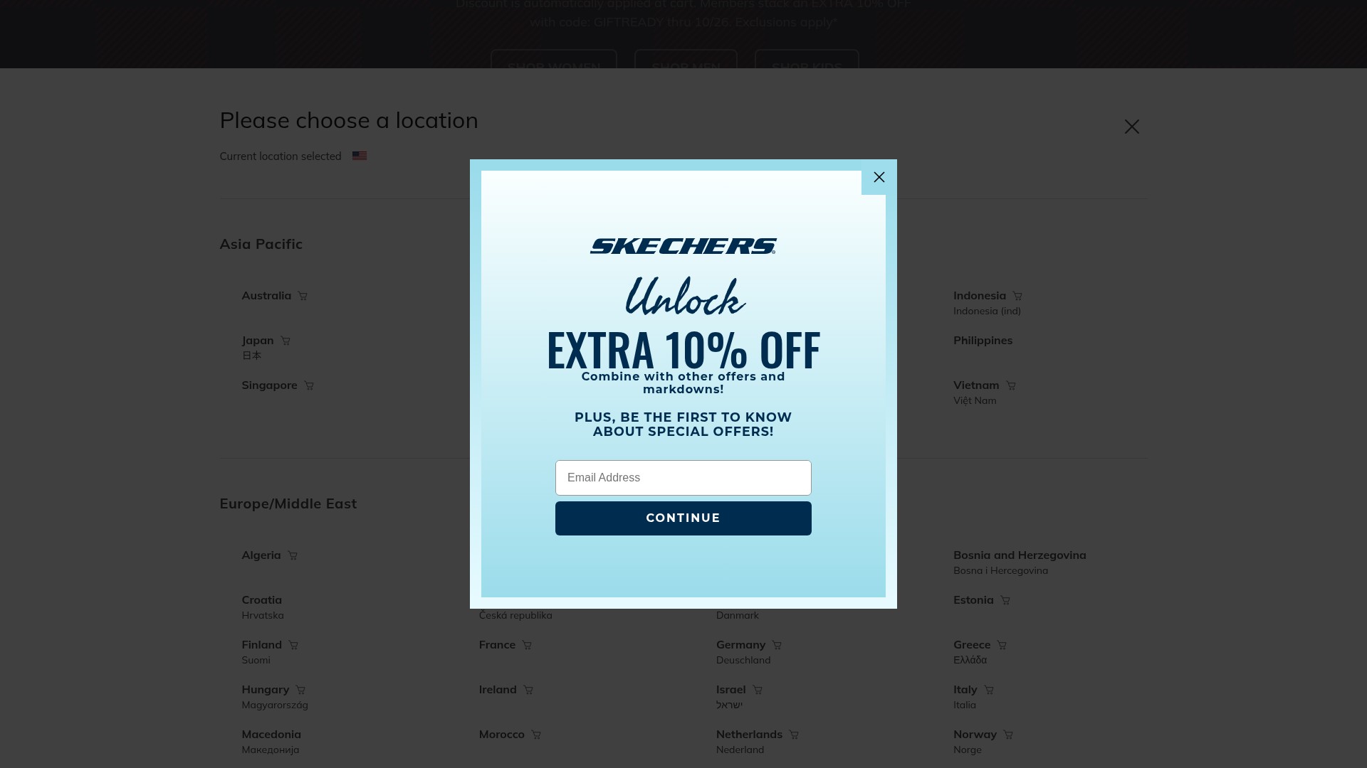 Screenshot of www.skechers.com