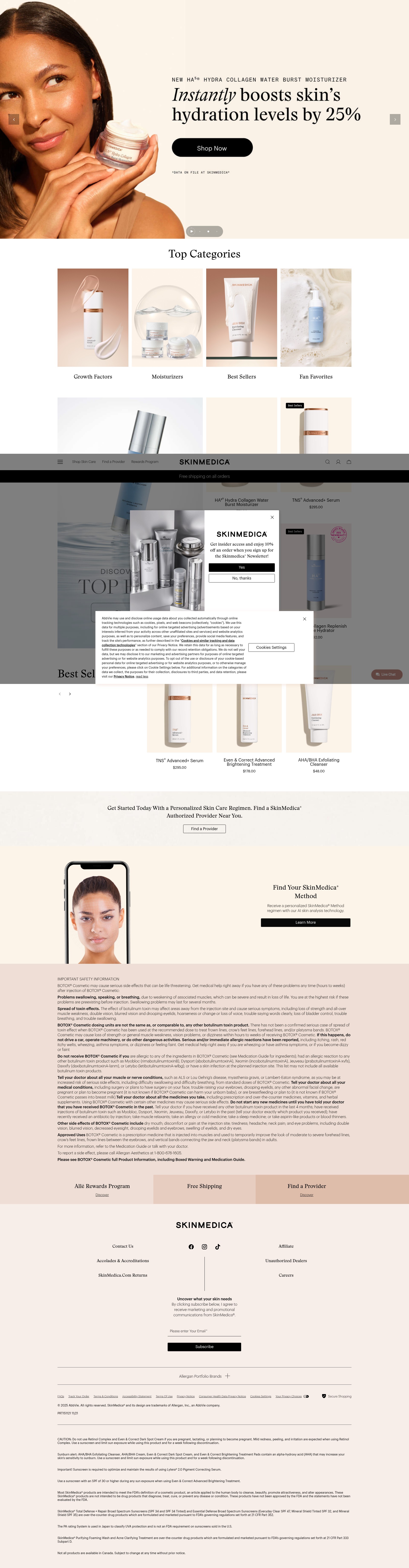 Screenshot of www.skinmedica.com