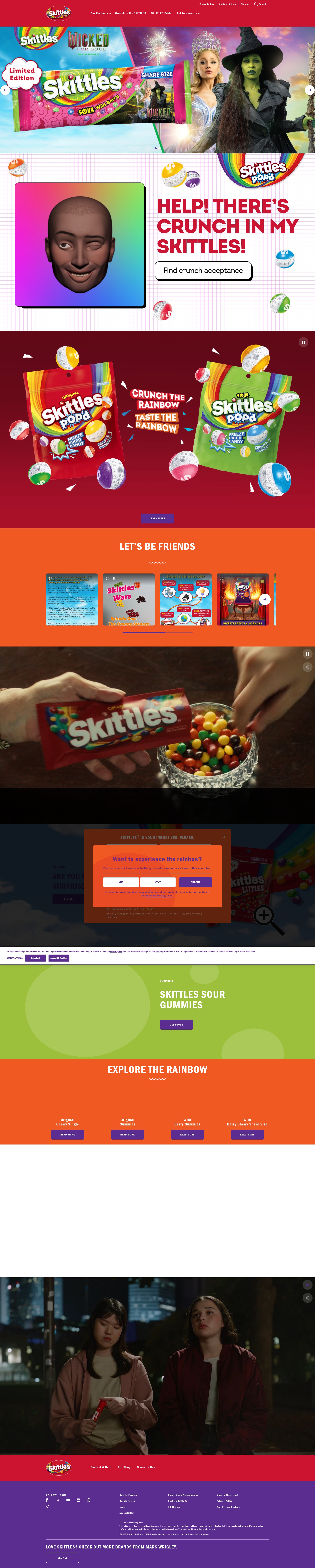 Screenshot of www.skittles.com